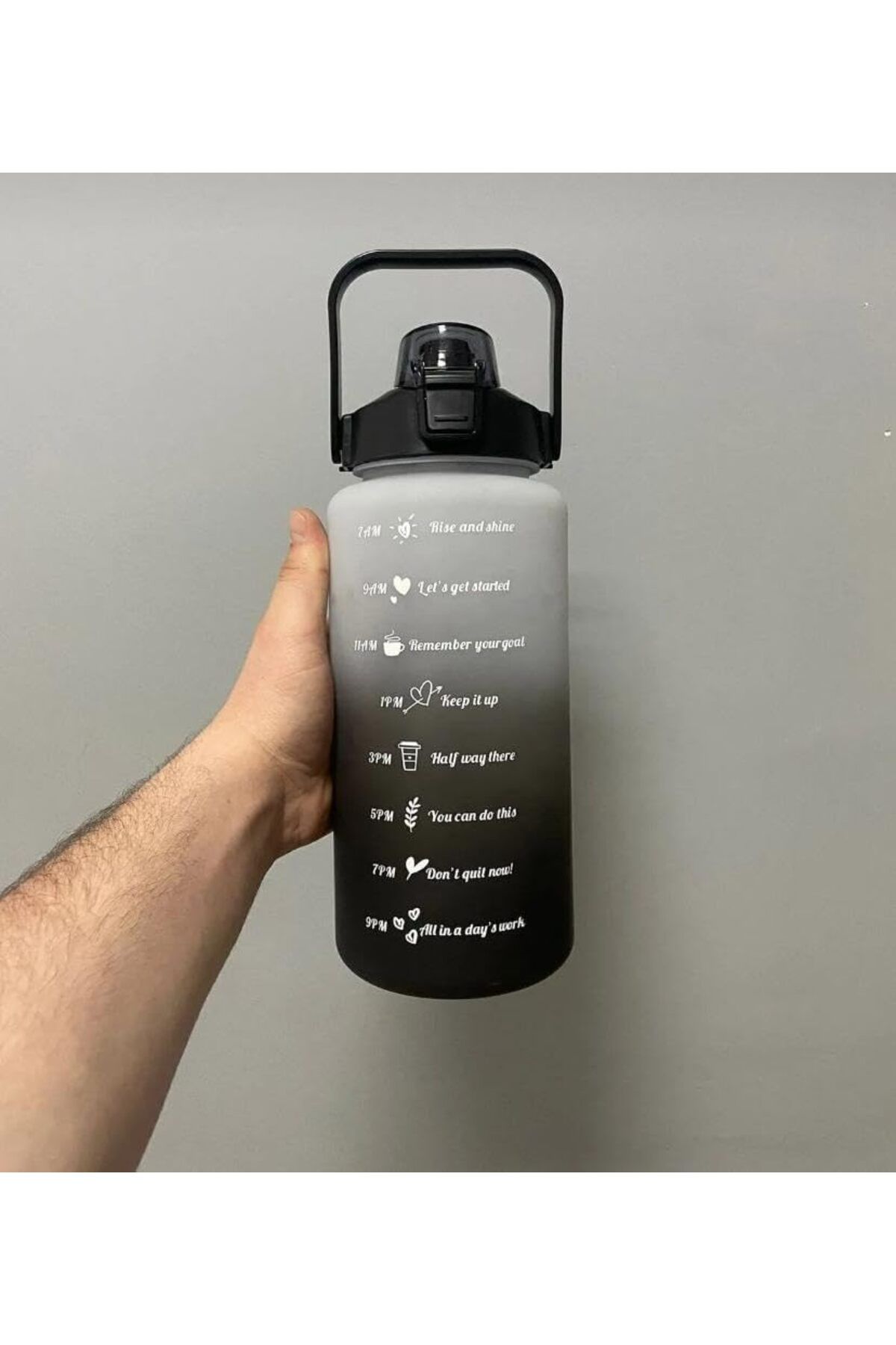 DERİK Derik Litre Pipetli Şeffaf Su Şişesi, Zaman İşaretleri Ve Çıkartmalı Motive Edici Su Mataras