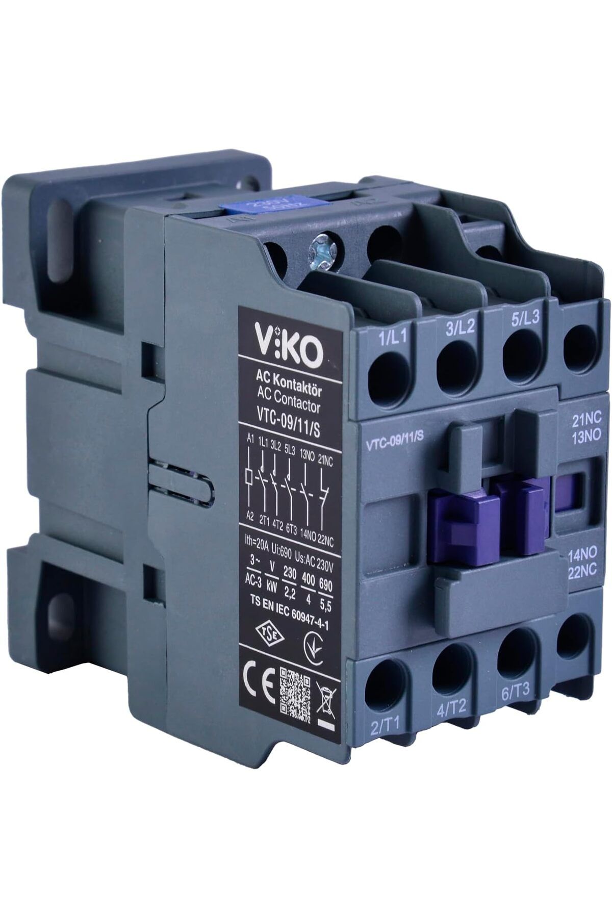 KDROĞLU KDROGLU Kontaktör 4KW AC3 9A 3P+1NO+1NC Coil 230VAC New Desing 1109836