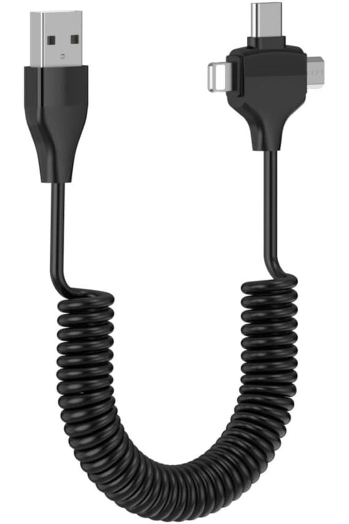 KDROĞLU KDROGLU Tasarımlı Micro, Type-C ve Lightning to USB 3'ü 1 arada Şarj Kablosu 1 metre - Oto Şarj