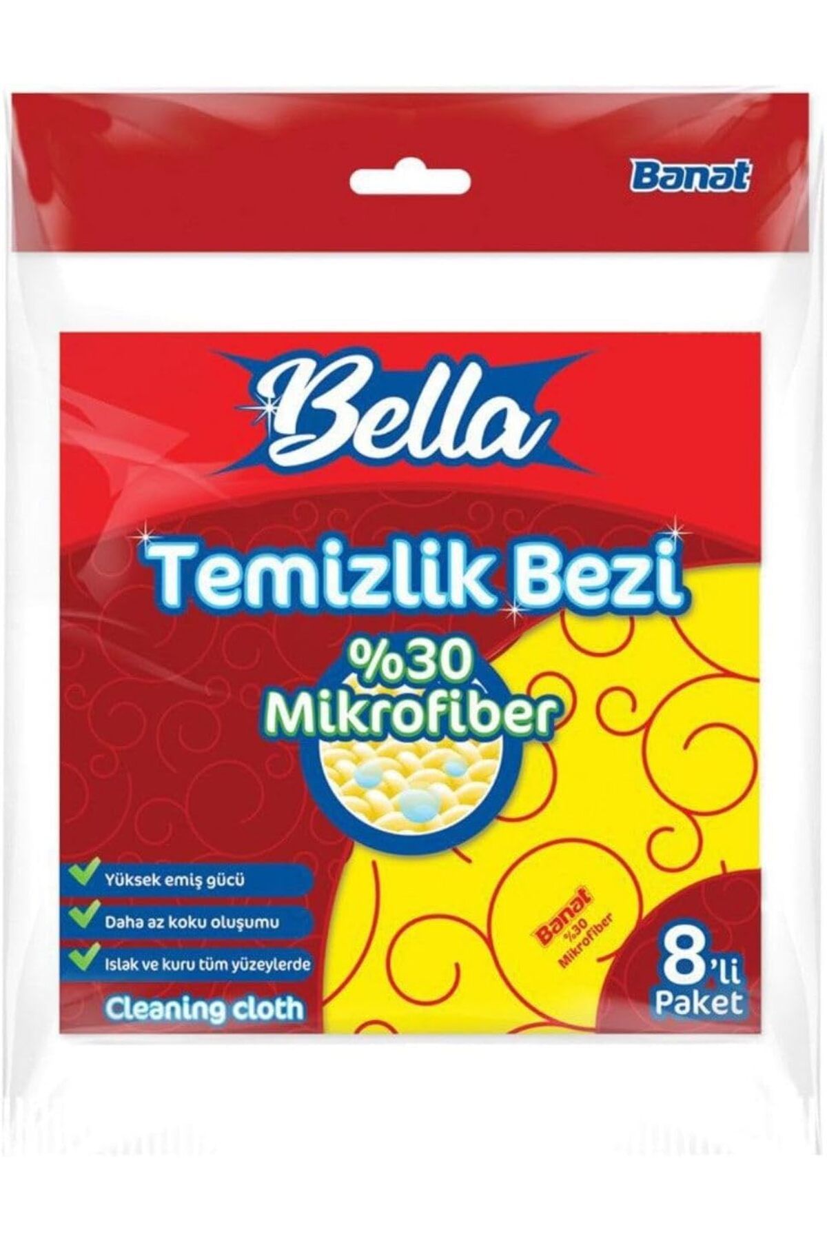KDROĞLU Bella%30 Mikrofiberli Temizlik Bezi 8'Li Paket