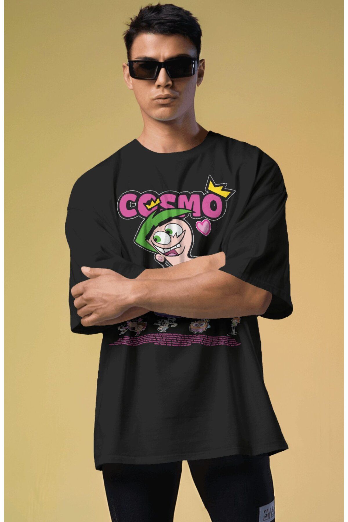 Fuddy Moda Cosmo Baskılı Couple Tişört, Oversize Çizgi Film Temalı Çift T-Shirt