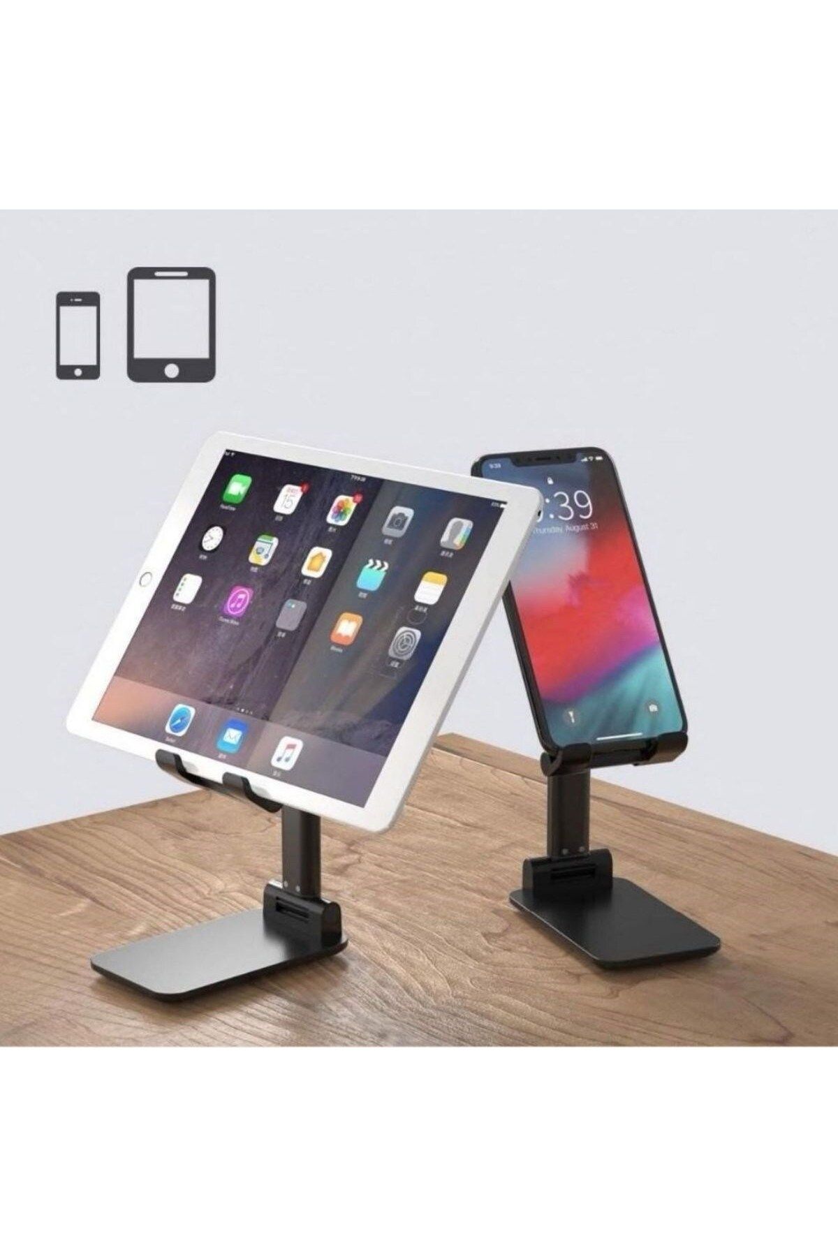 DERİK Derik Siyah Aynalı Telefonu Sabitleyici Stand Katlanabilir Ayarlanabilir Telefon Standı YENİ 112