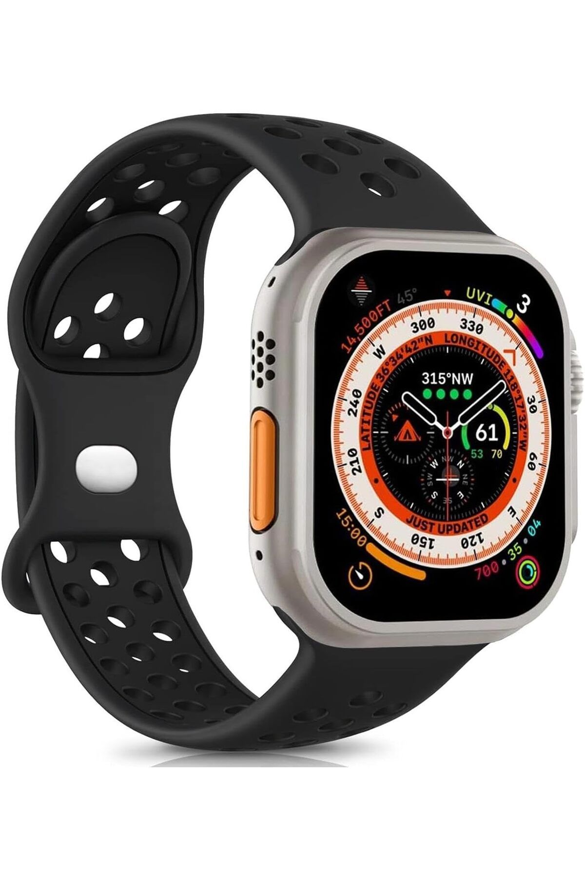 KDROĞLU KDROGLU Watch Series 7 45mm için Kordon Rainbow Sport Kayış Siyah New Desing 1109836