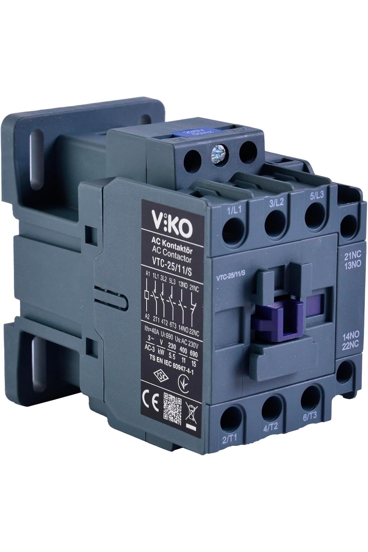 KDROĞLU KDROGLU Kontaktör 11KW AC3 25A 3P+1NO+1NC Coil 230VAC New Desing 1109836