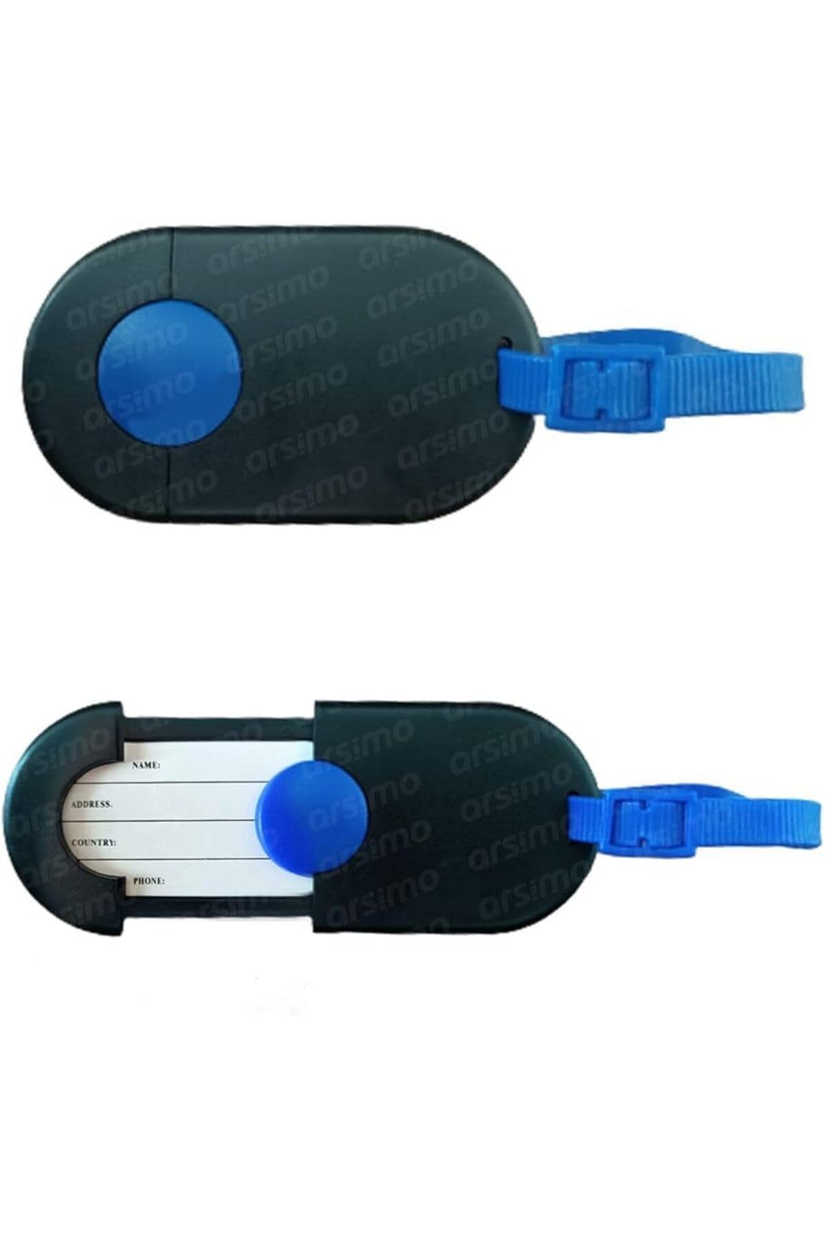 ÇAĞUR çağur Amaçlı İsimlikli Bavul Valiz Etiketi, 10 cm x 5.5 cm, Siyah-Mavi YENİ 1109945
