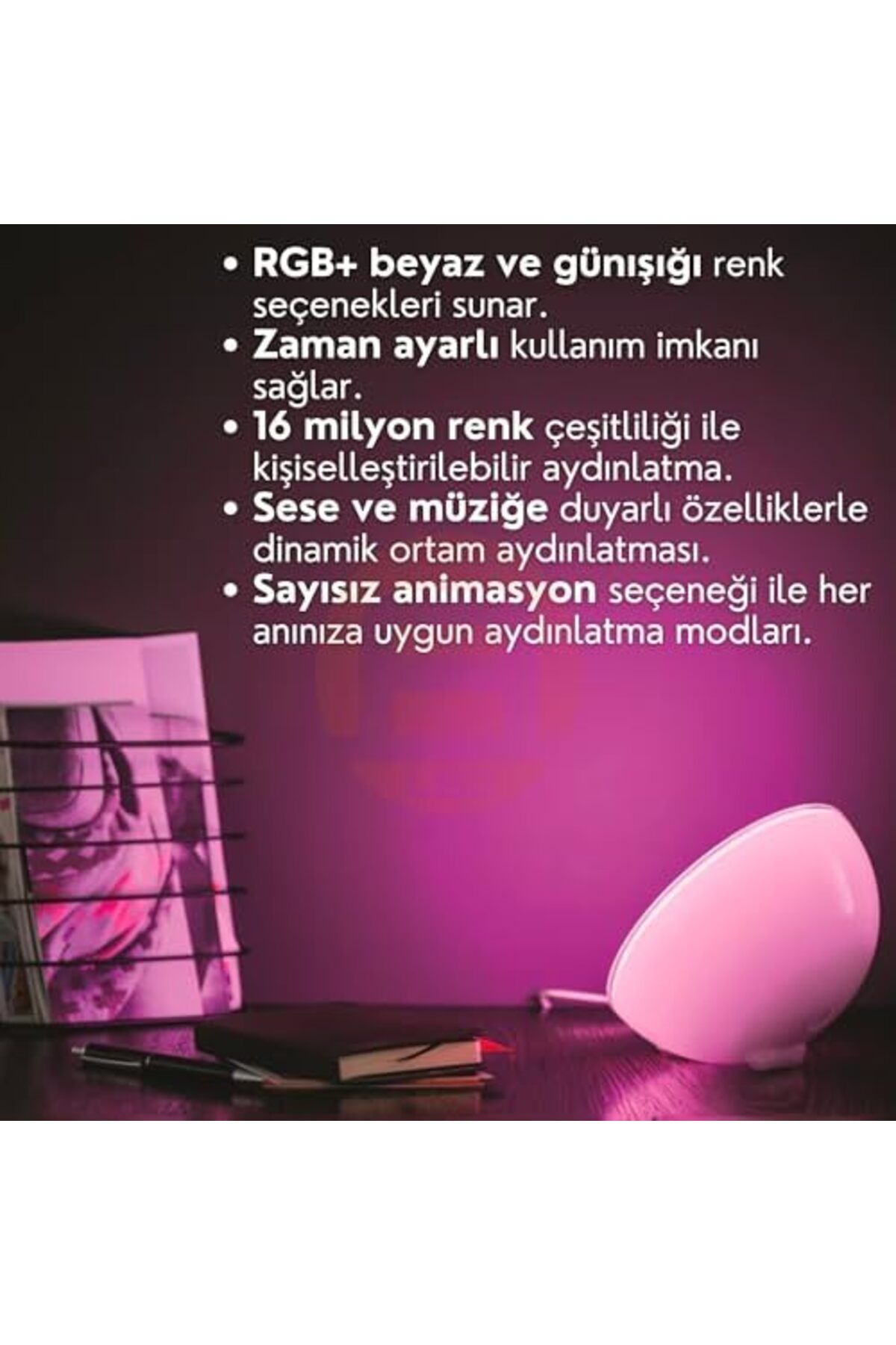 STOREMAX LED Smart Akıllı Küre Lamba Bluetooth Özellikli, Uyumlu Sese Ve Müziğe Duyarlı, Şarjlı, Aydınlatma