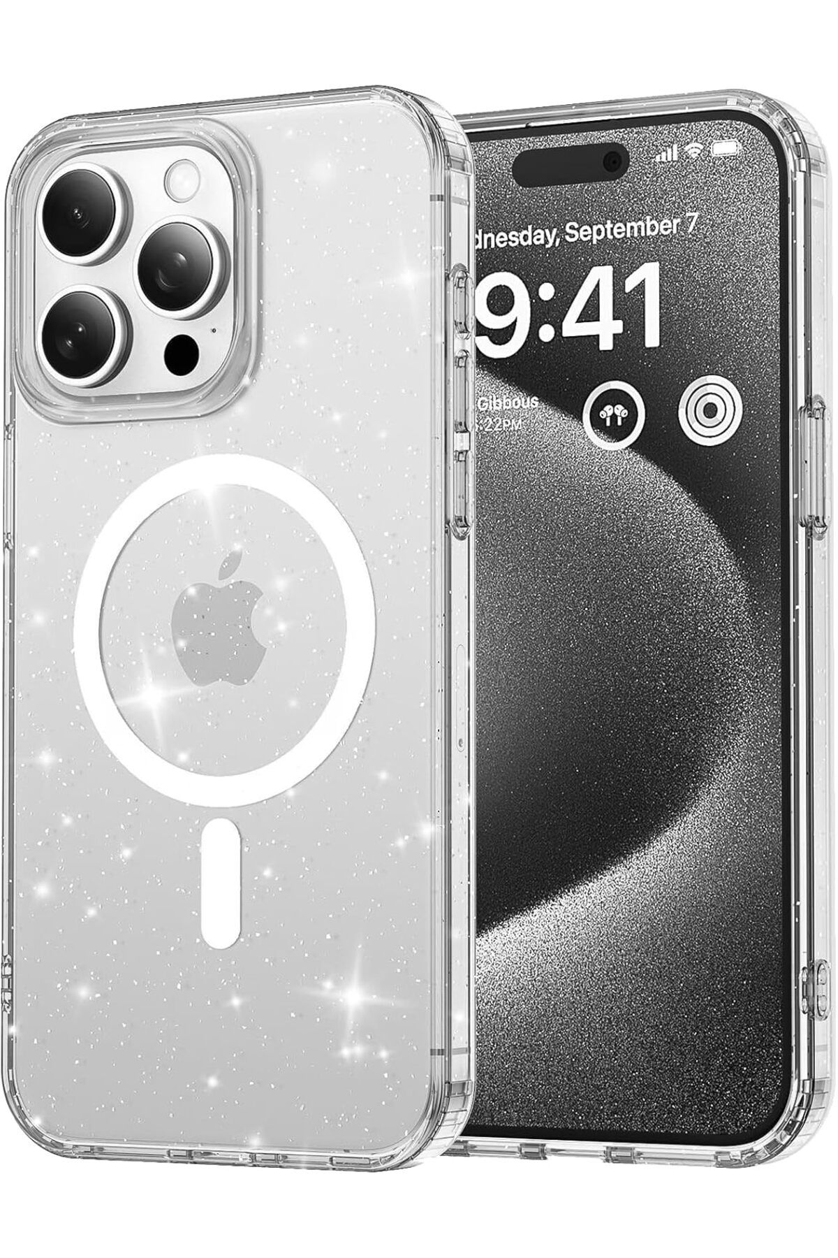 KDROĞLU KDROGLU iPhone 15 Pro Max için MagShine Serisi MagSafe ile Uyumlu Göz Alıcı ve Şık Simli Arka