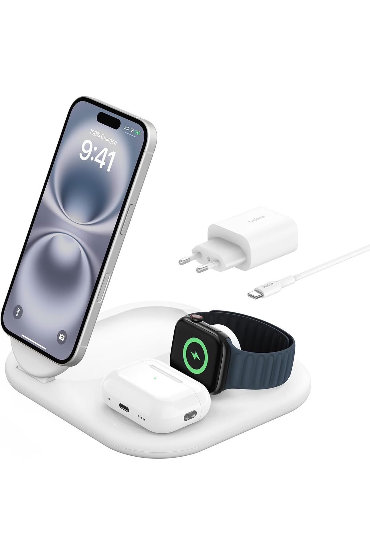 STOREMAX acelya MagSafe Şarj Cihazı, BoostCharge 3'ü 1 Arada Manyetik Katlanabilir Şarj Aleti Qi2 15W - K