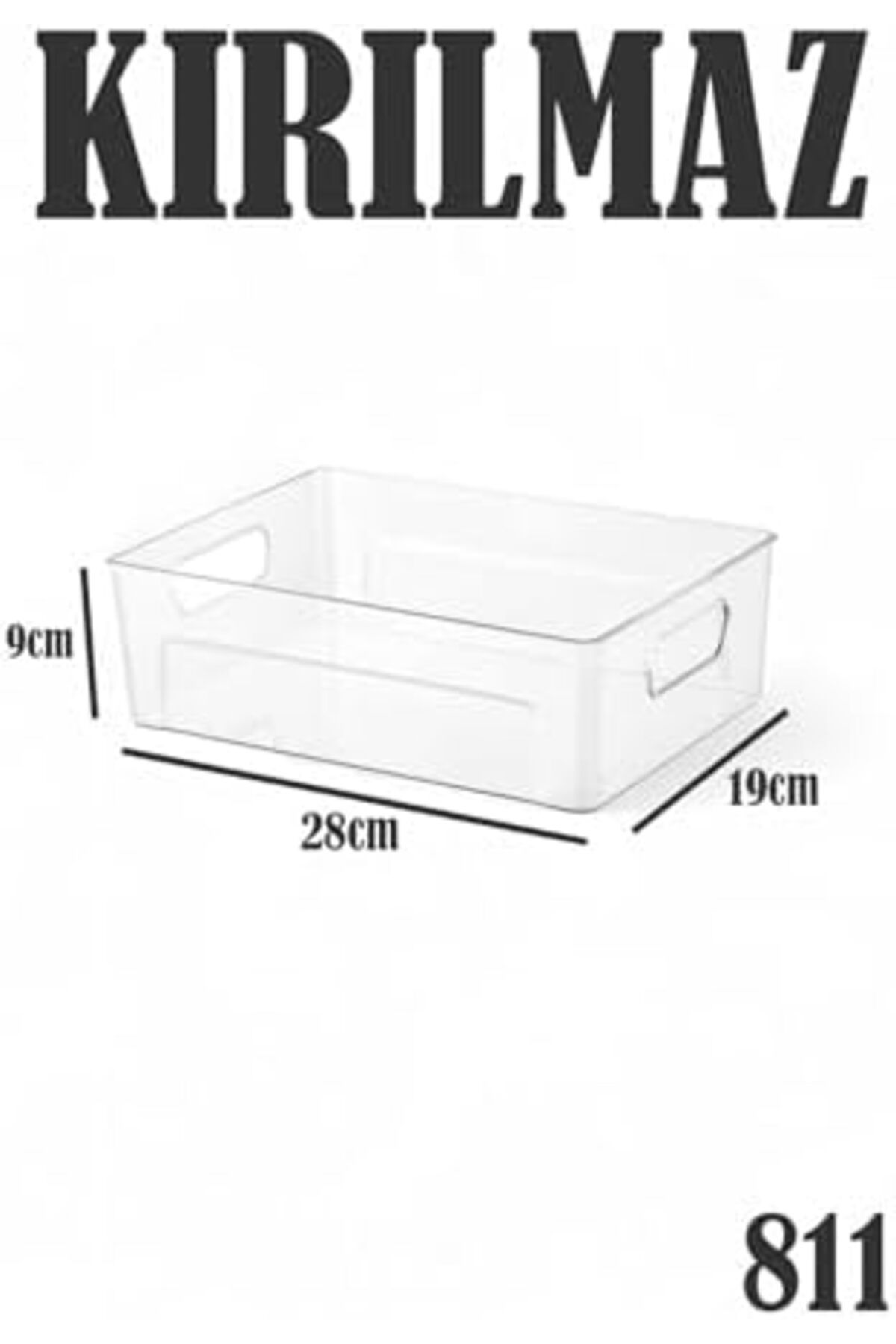 KDROĞLU Kırılmaz Ultra Dayanıklı Buzdolabı Düzenleyici Organizer Kutu Şeffaf - 28x19x9cm New