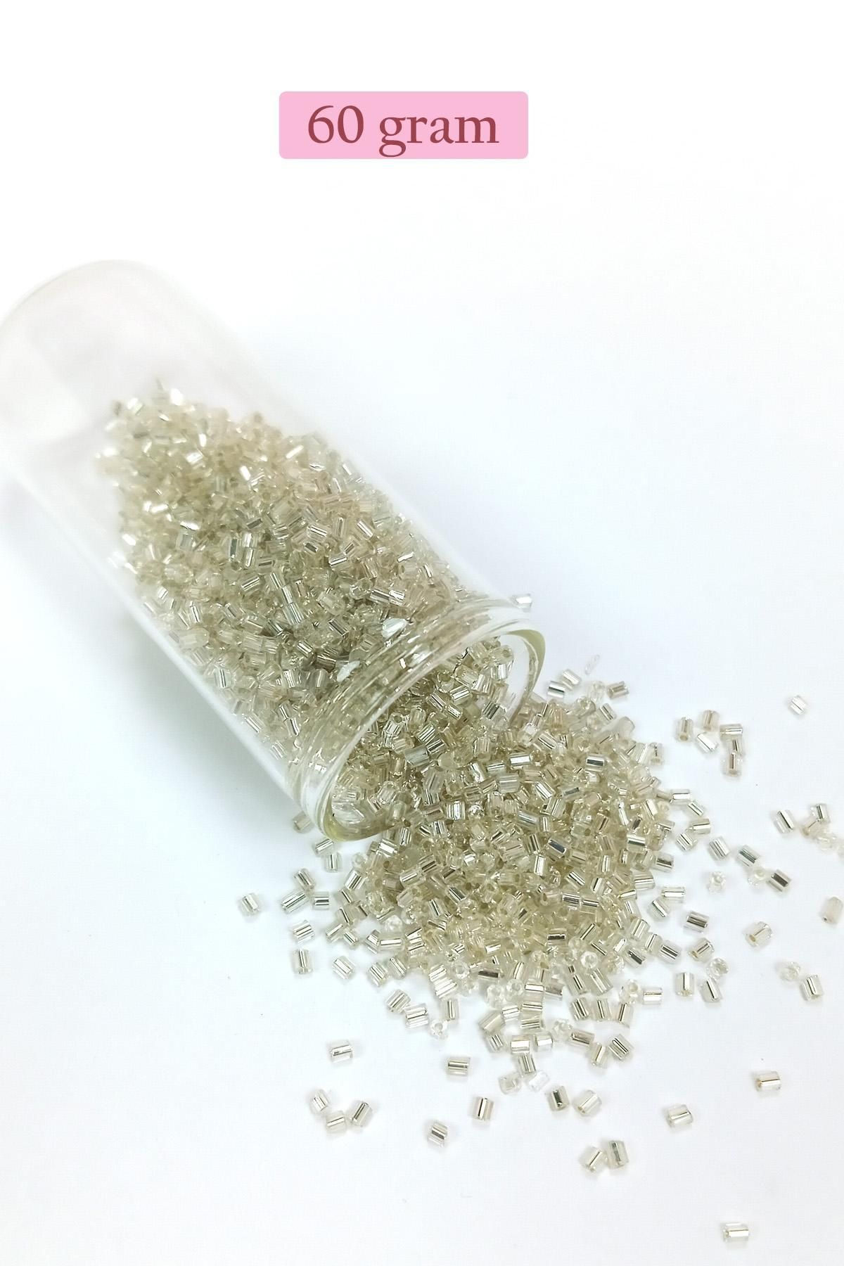 MBB ETİCARET Kesme Cam Boncuk 2mm - 60 Gram - Şeffaf Gümüş - BNC378