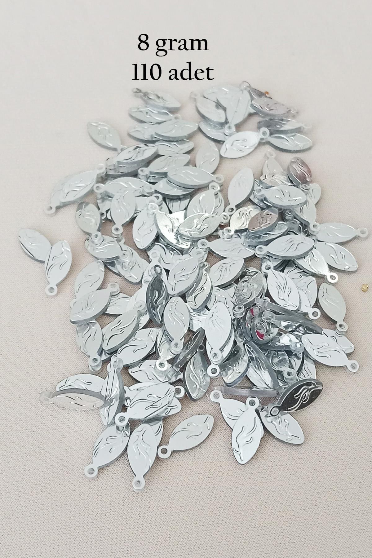 MBB ETİCARET Oya Abiye Bileklik Kolye Pleksi Metalik Plastik Pul Gümüş Renk 8 gram 110 adet - BNC515