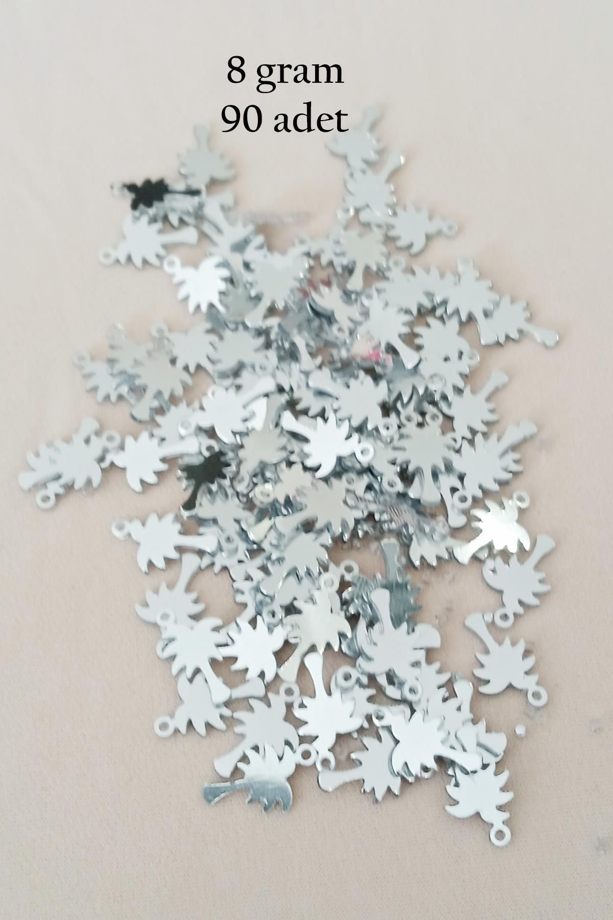MBB ETİCARET Oya Abiye Bileklik Kolye Pleksi Metalik Plastik Pul Gümüş Renk 8 gram 90 adet - BNC506