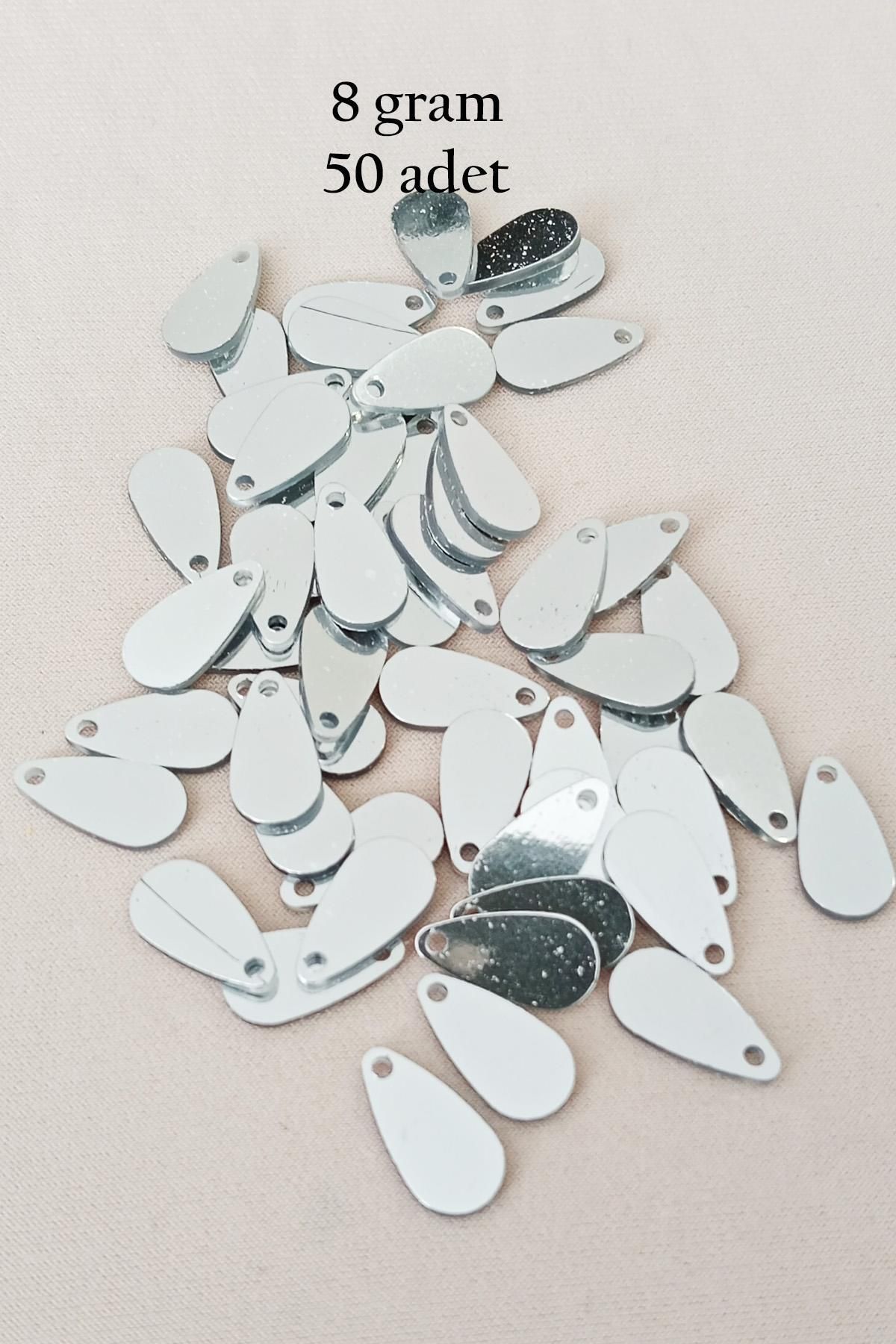 MBB ETİCARET Oya Abiye Bileklik Kolye Pleksi Metalik Plastik Pul Gümüş Renk 8 gram 50 adet - BNC531