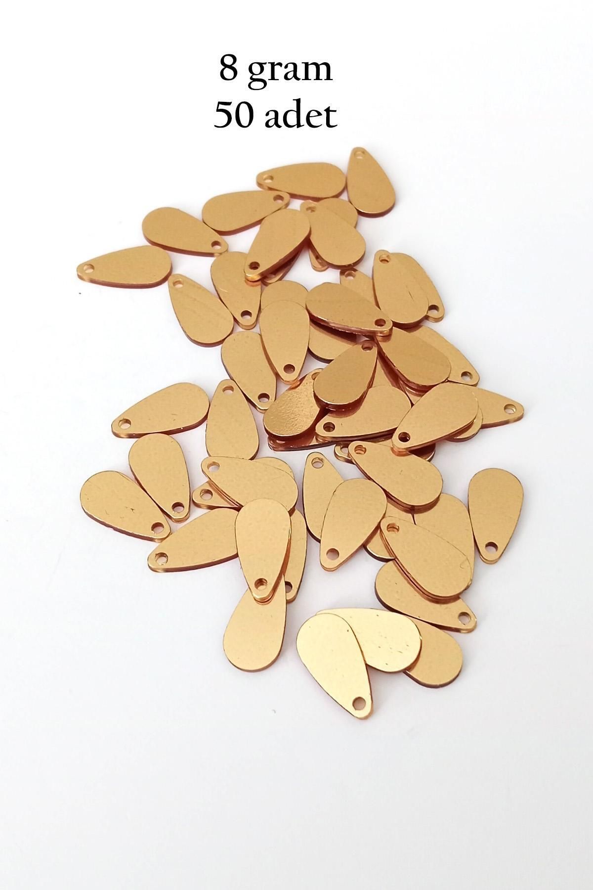 MBB ETİCARET Oya Abiye Bileklik Kolye Pleksi Metalik Plastik Pul Altın Renk 8 gram 50 adet - BNC484