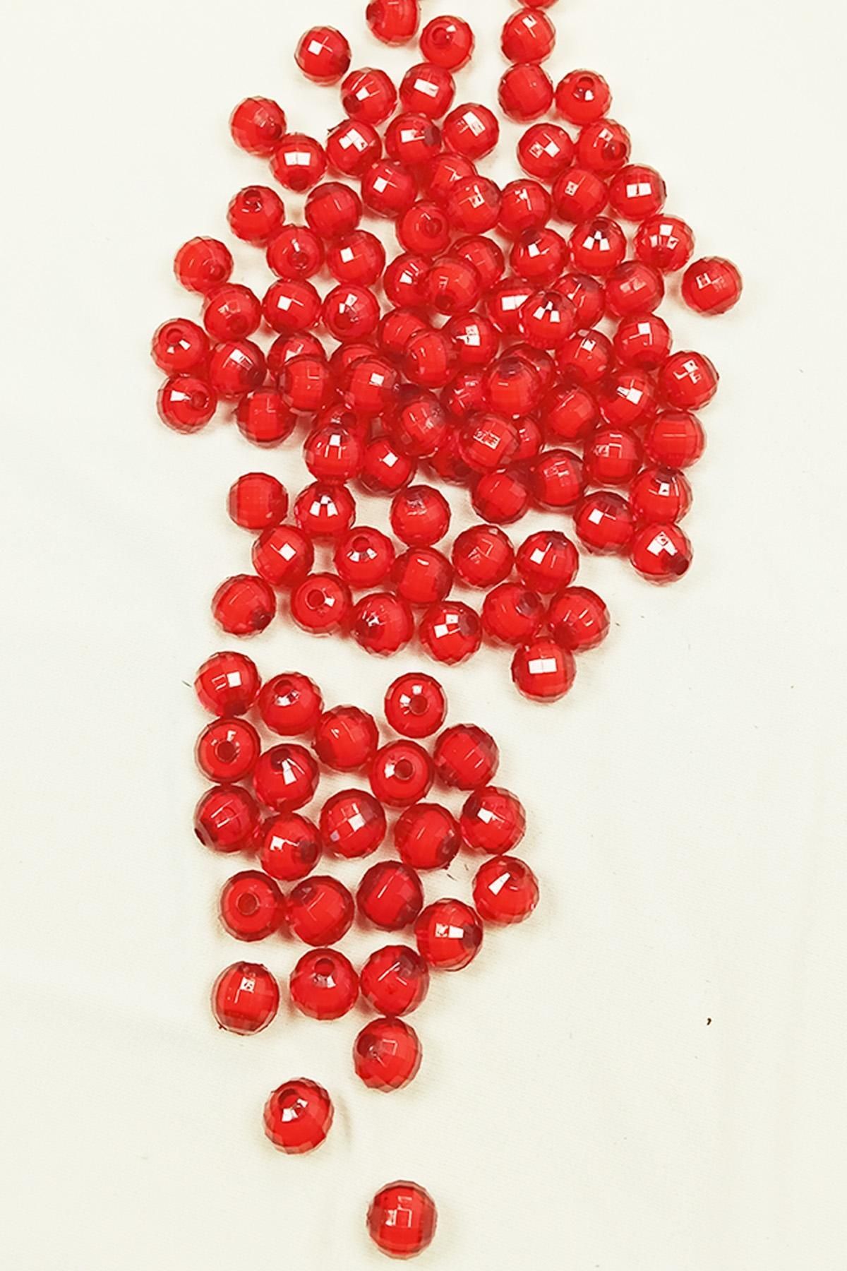 MBB ETİCARET Dünya Boncuk İçten Boncuklu Bileklik Çanta Boncuğu 10 mm 50 gr Kırmızı - BNC466