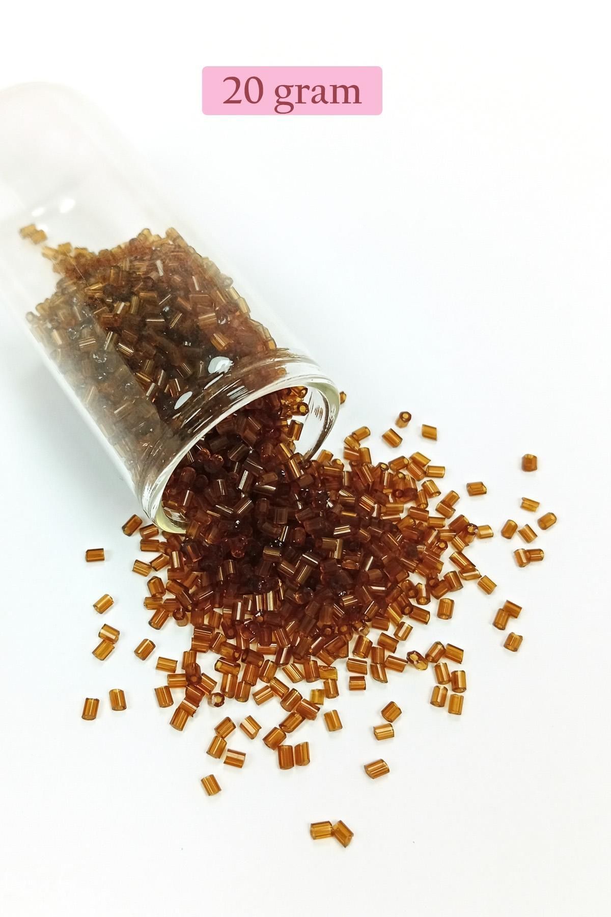 MBB ETİCARET Kesme Cam Boncuk 2mm - 20 Gram - Şeffaf Açık Kahve -BNC343