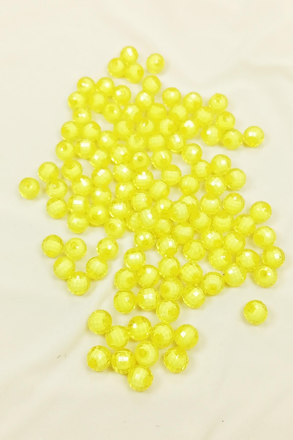 MBB ETİCARET Dünya Boncuk İçten Boncuklu Bileklik Çanta Boncuğu 10 mm 50 gr Sarı - BNC464