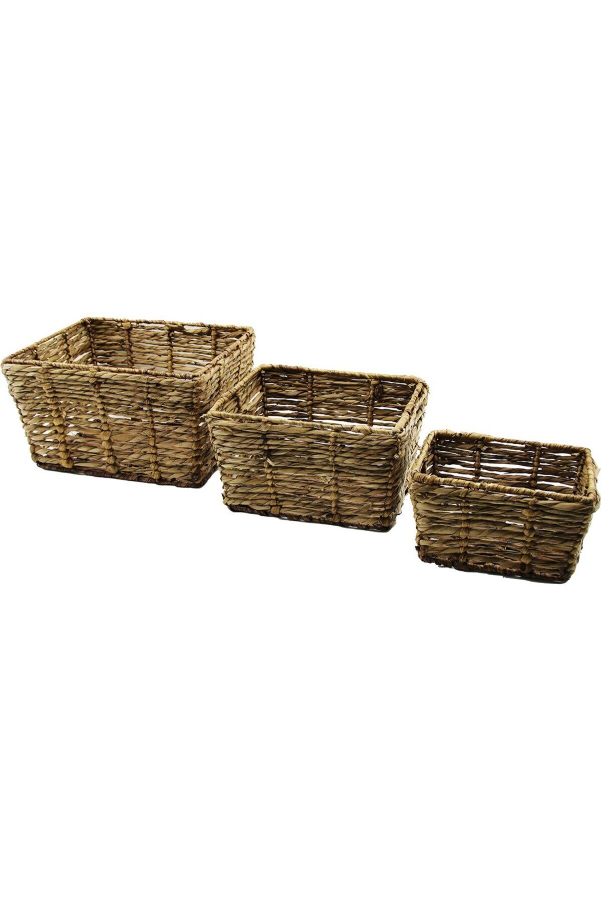 STOREMAX METAL İSKELETLİ 3 BOY D.GEN HASIR ORGANİZER SEPET 14X20-20X25-25X30CM - Y: 12-15-18CM