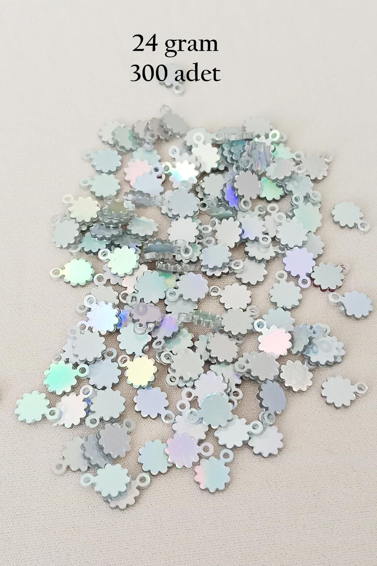 MBB ETİCARET Oya Abiye Bileklik Kolye Pleksi Metalik Plastik Pul Gümüş Renk 24 gram 300 adet - BNC578