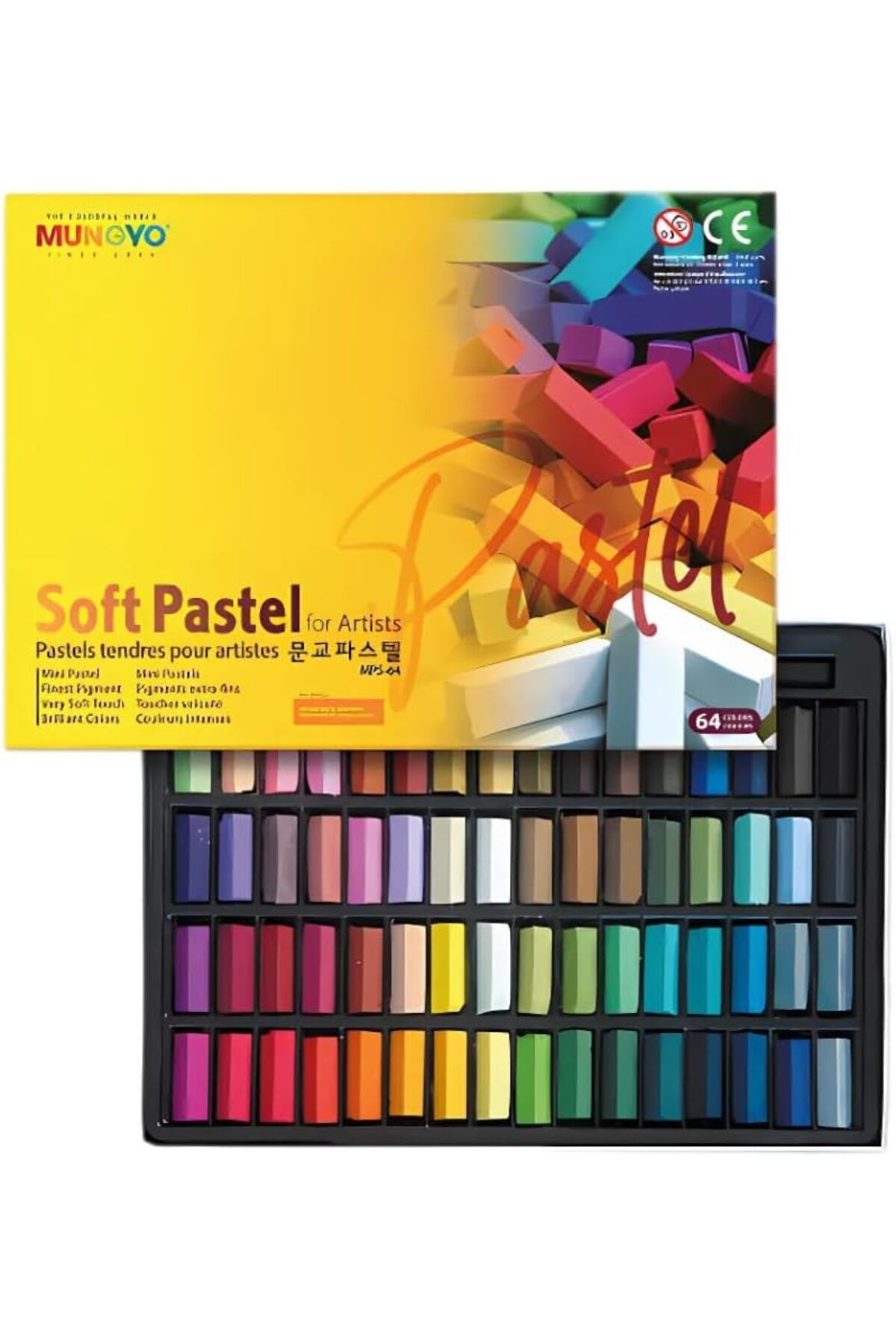 STOREMAX dlshop MPS-64 Pastel Boya Yumuşak Köşeli 1/2 Toz Pastel, 64 Renk star 990396