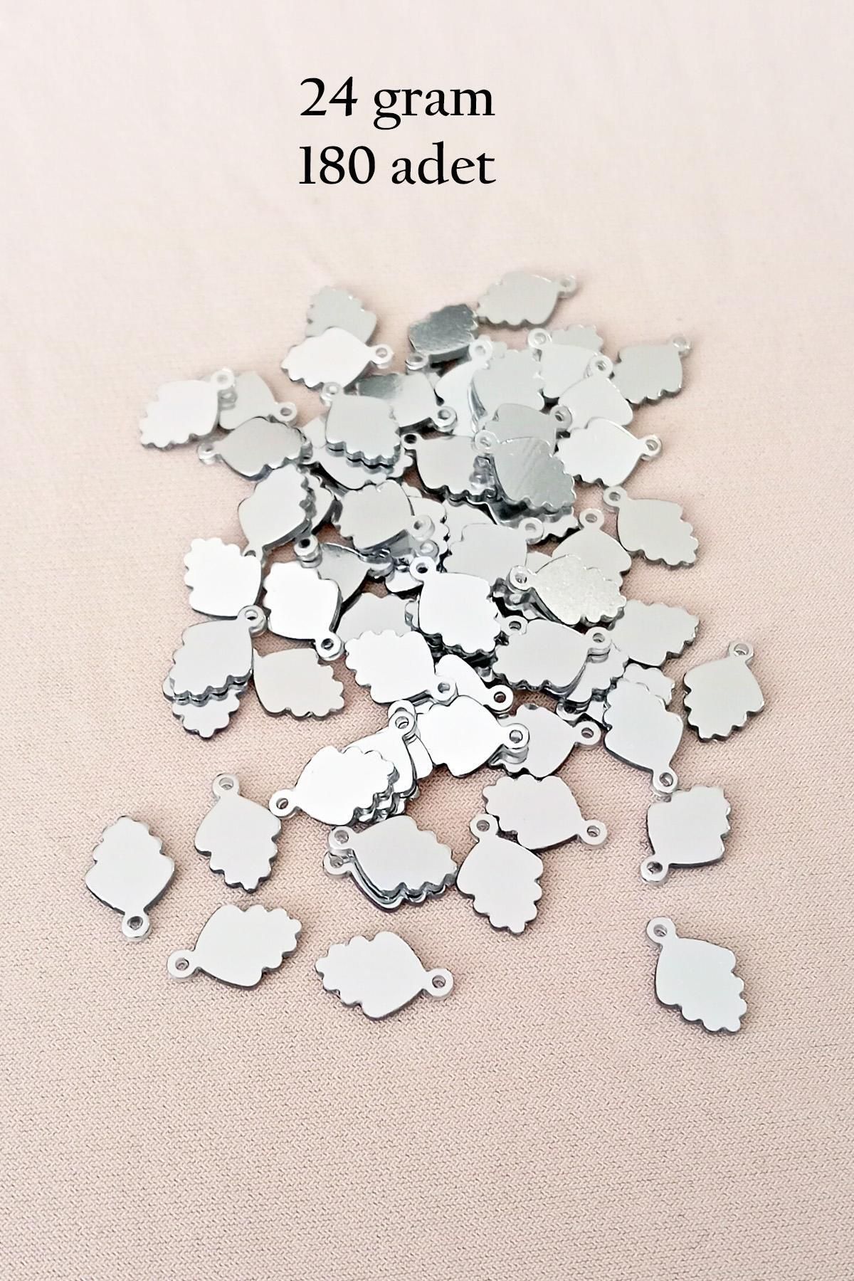 MBB ETİCARET Oya Abiye Bileklik Kolye Pleksi Metalik Plastik Pul Gümüş Renk 24 gram 180 adet - BNC564