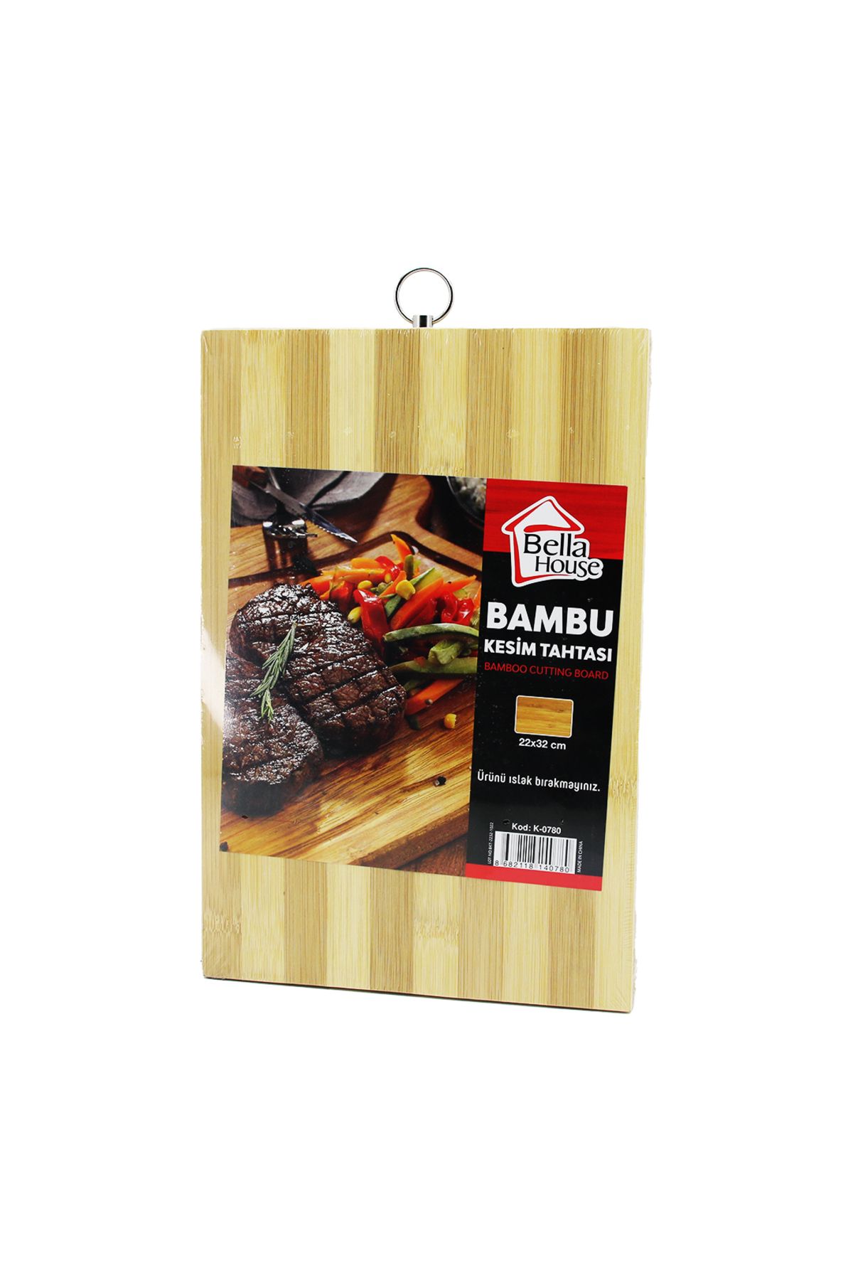 STOREMAX lbstorex BEYAZ ÇİZGİLİ BAMBU KESİM PANO METAL KULPLU 22X32CM Newdsng 1116818