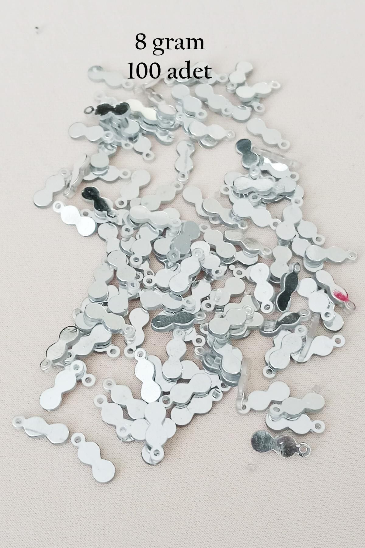 MBB ETİCARET Oya Abiye Bileklik Kolye Pleksi Metalik Plastik Pul Gümüş Renk 8 gram 100 adet - BNC508