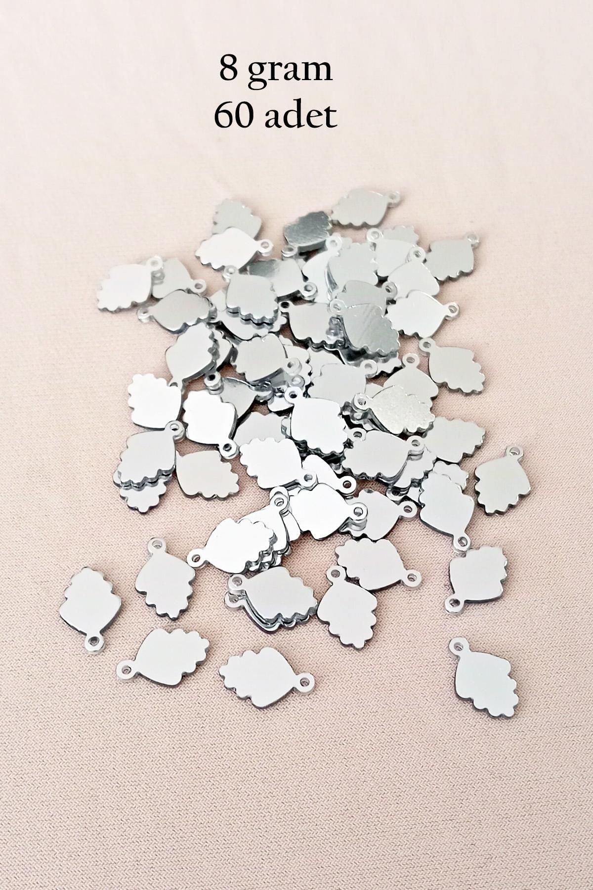 MBB ETİCARET Oya Abiye Bileklik Kolye Pleksi Metalik Plastik Pul Gümüş Renk 8 gram 60 adet - BNC504
