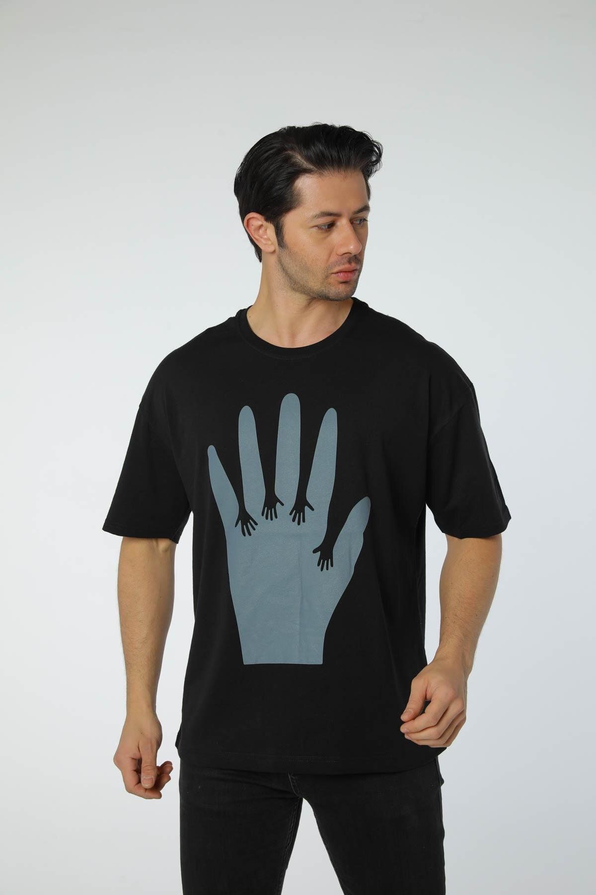 rugatchi Baskılı Oversize Bisiklet Yaka - T-Shirt
