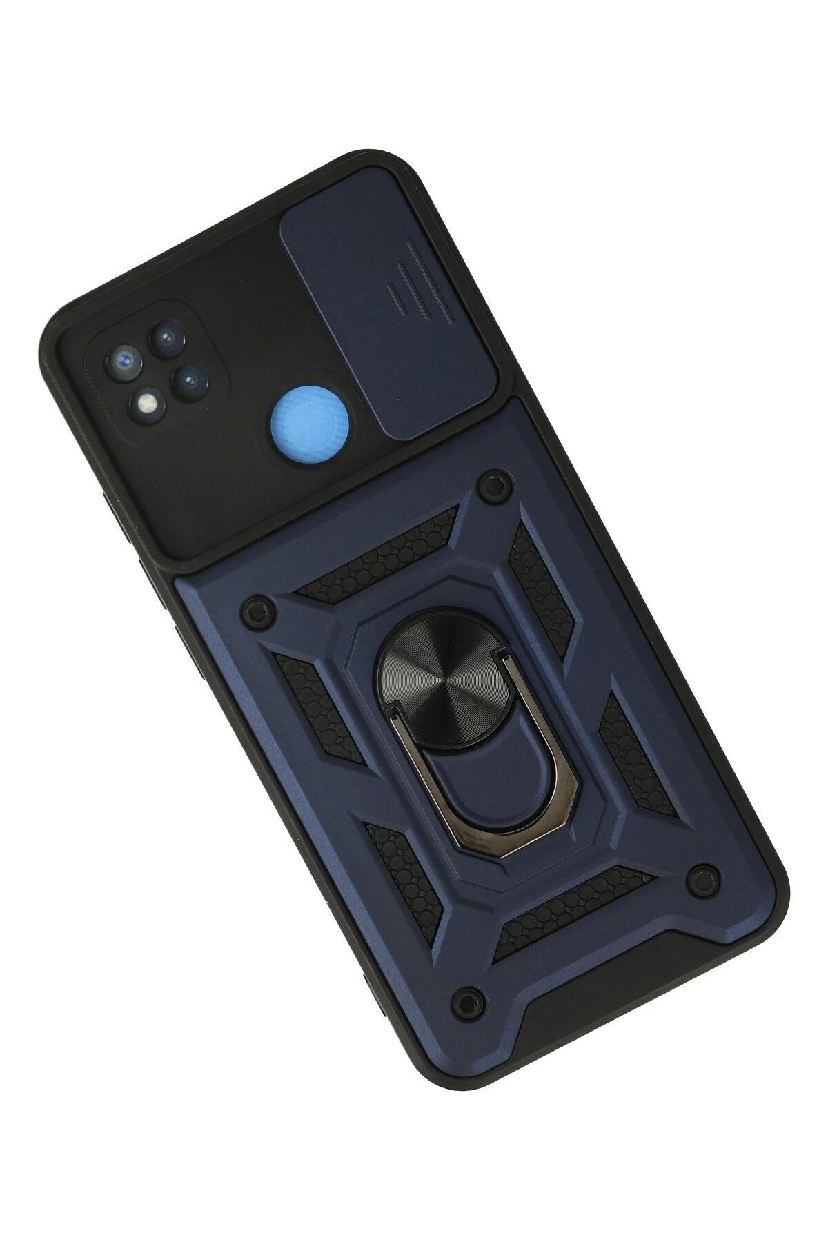 NewFace Xiaomi Redmi 9C Kılıf Pars Lens Yüzüklü Silikon - Lacivert WLZOR