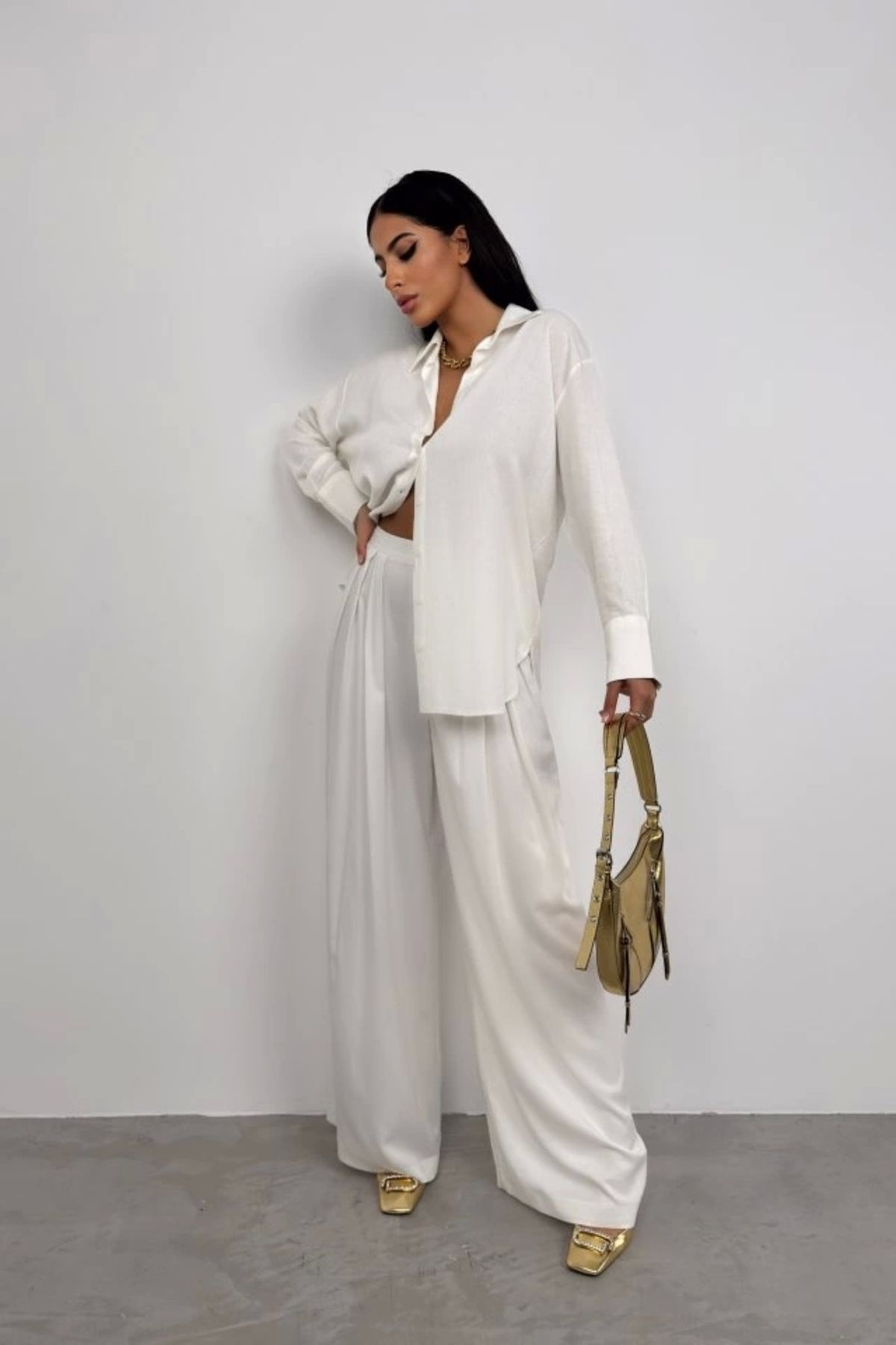 Butik Oversize Keten Gömlek