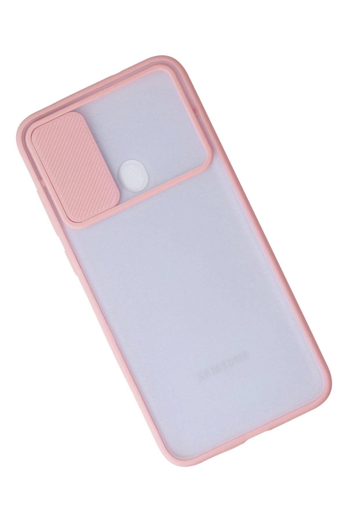 NewFace Samsung Galaxy A11 Kılıf Palm Buzlu Kamera Sürgülü Silikon - Pembe SVLRS