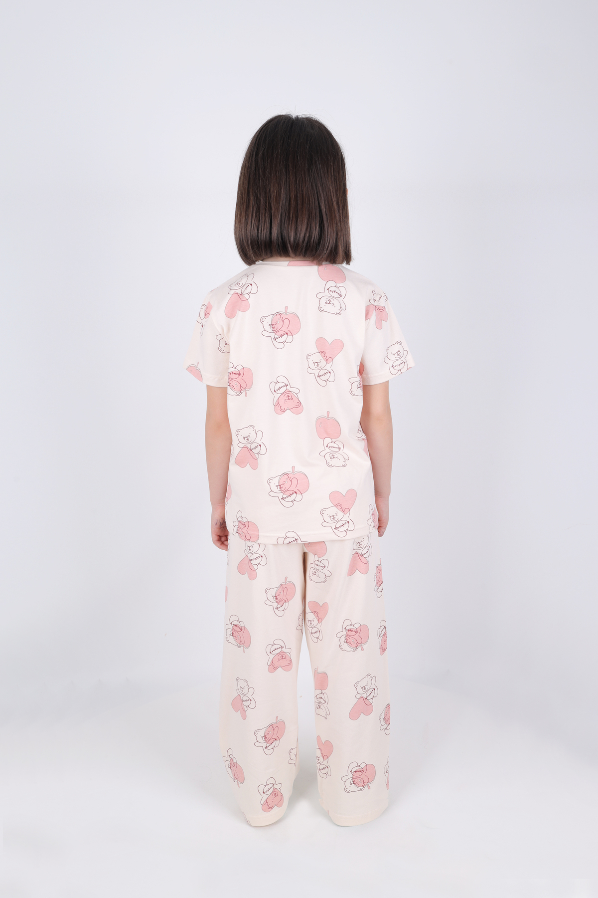 koza iç giyim Kız Çocuk Pamuklu Kalpli Desenli Pijama Takımı fotoğrafı 4 (önizleme)