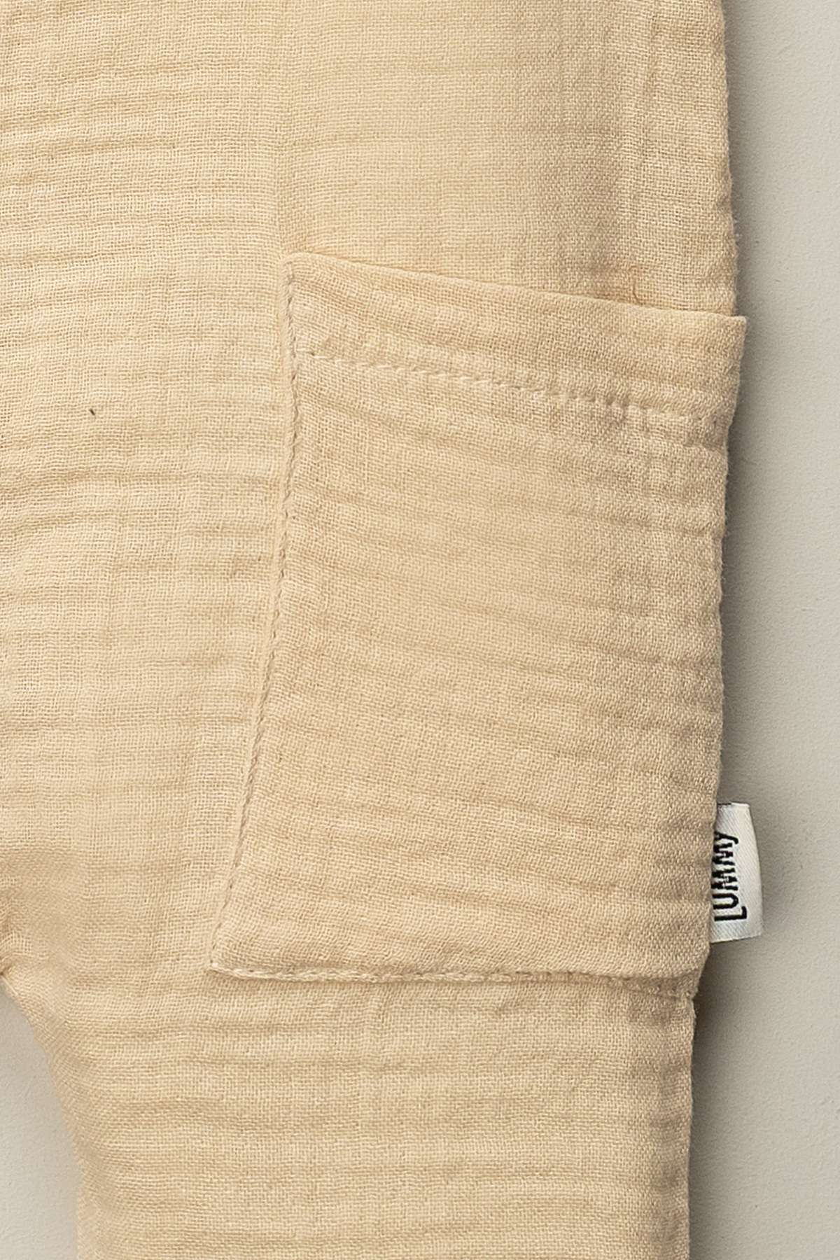 Mai Perla Organik Müslin Yazlık Naturel Cepli Bebek Tulum fotoğrafı 4 (önizleme)