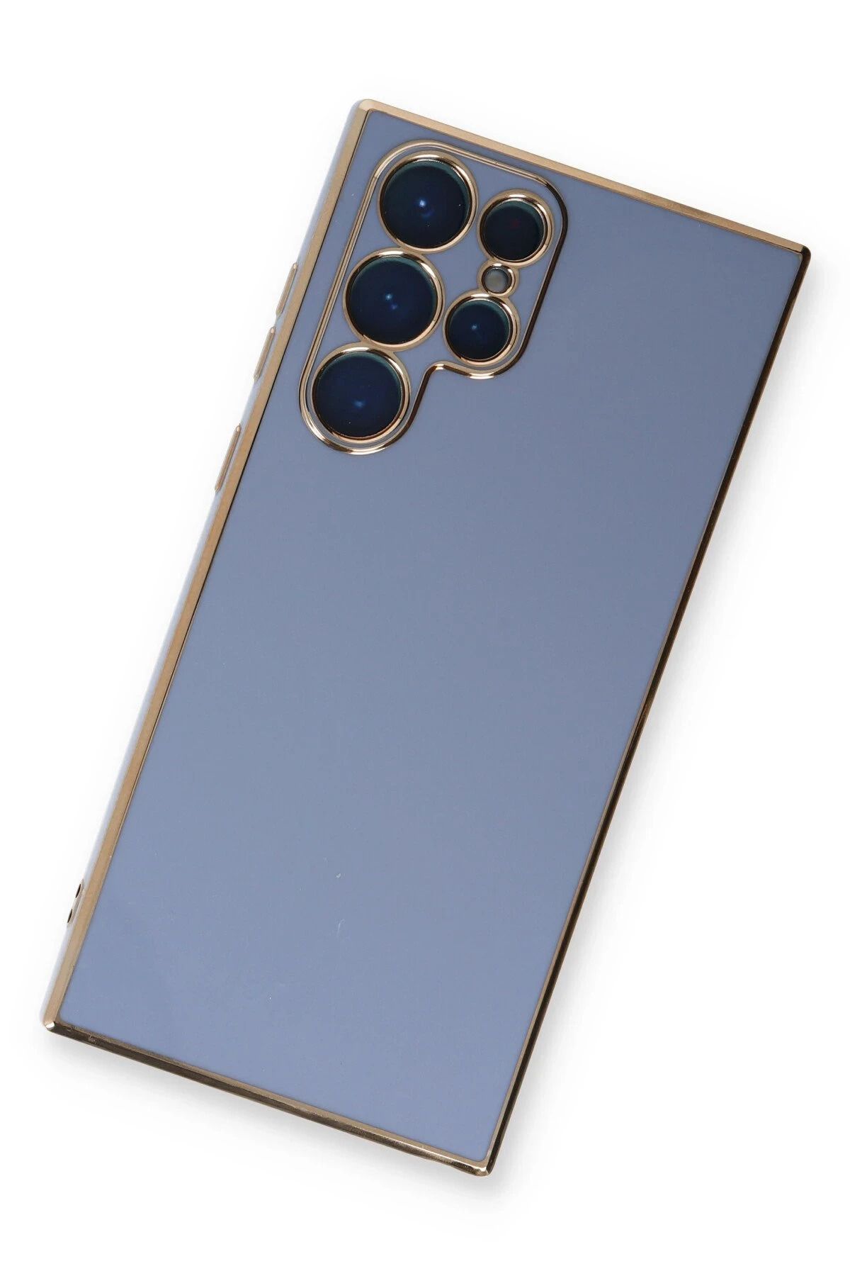 NewFace Samsung Galaxy S22 Ultra Kılıf Volet Silikon - Mavi SVLRS