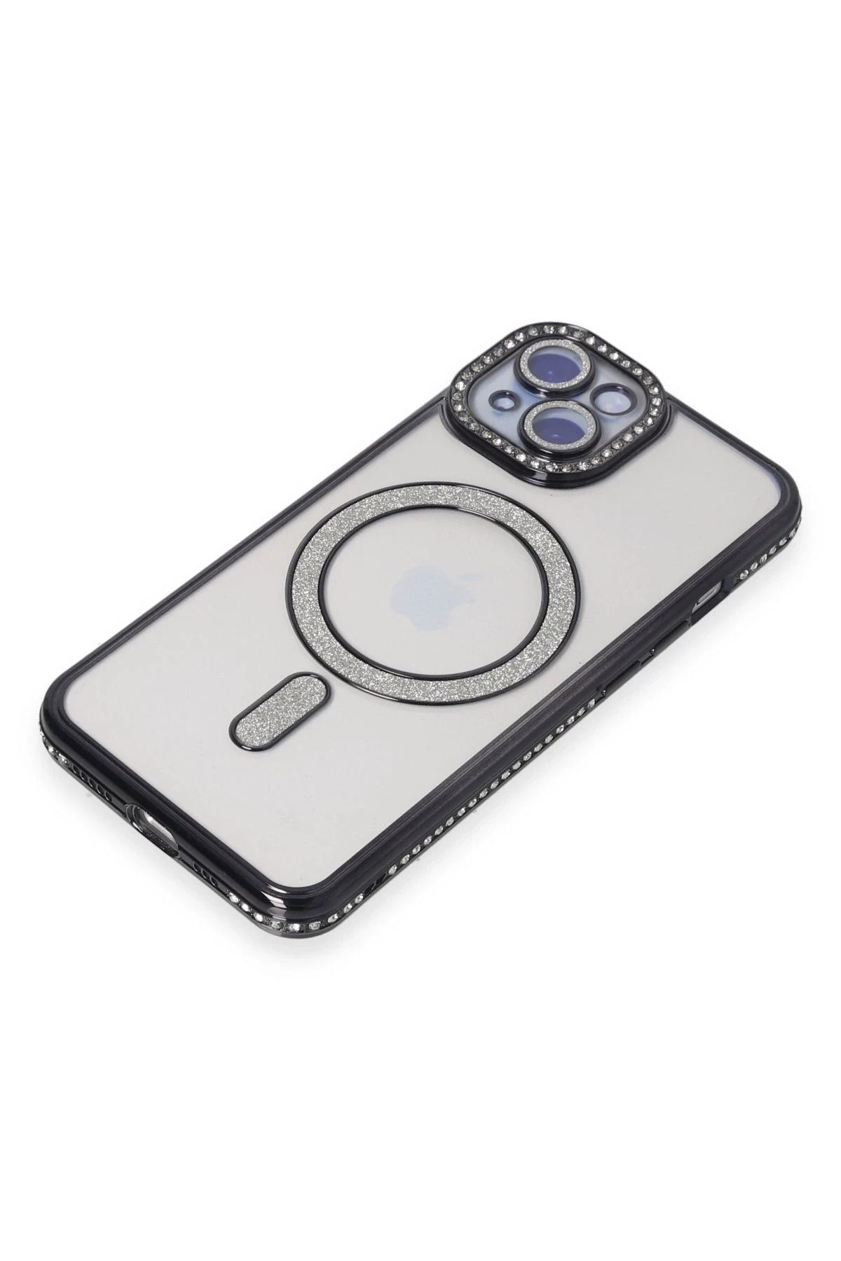 NewFace iPhone 15 Kılıf Joke Simli Magneticsafe Kılıf - Siyah FLKRY