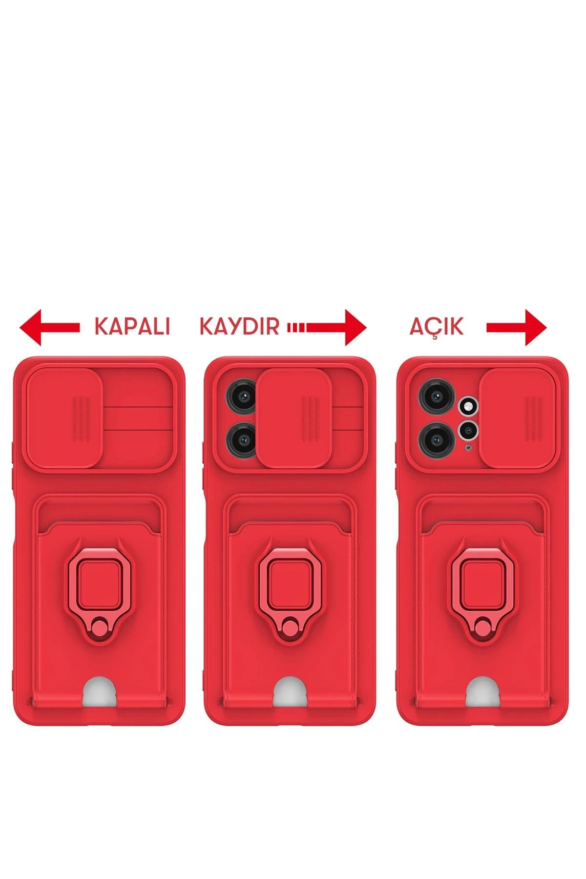 NewFace Xiaomi Redmi Note 12 4G Kılıf Zuma Kartvizitli Yüzüklü Silikon - Kırmızı SVLRS