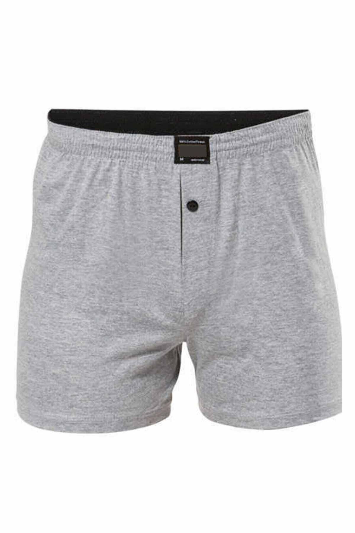 MBB ETİCARET Düğmeli Pamuklu Erkek Penye Boxer Gri - 1146A