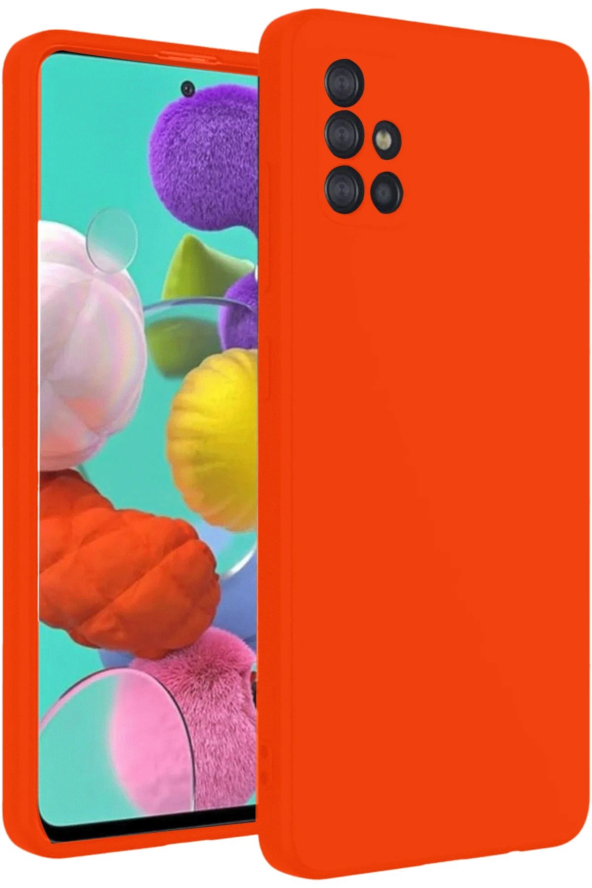 NewFace Galaxy A31 uyumlu Kılıf Nano içi Kadife Silikon - Turuncu ALMLA