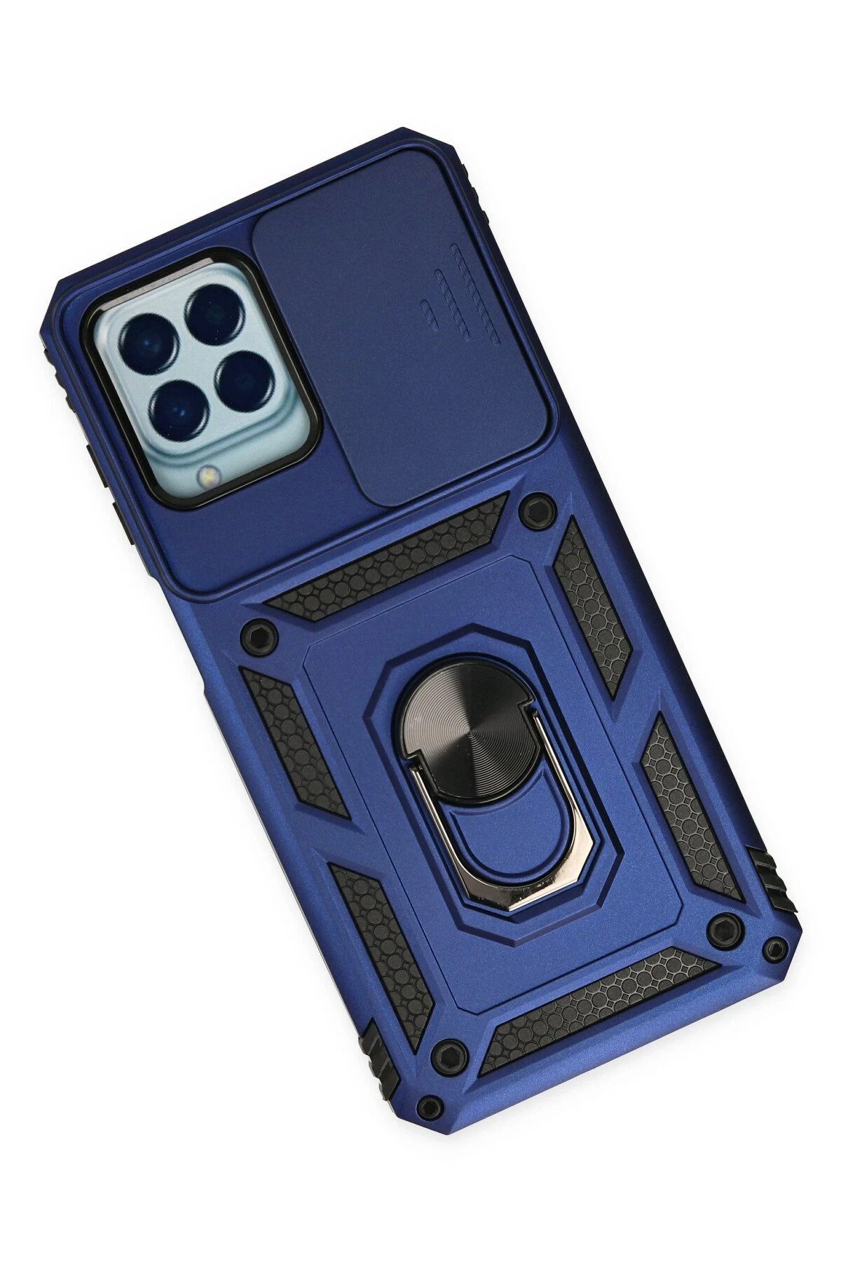 NewFace Samsung Galaxy M33 Kılıf Pars Lens Yüzüklü Silikon - Lacivert SVLRS