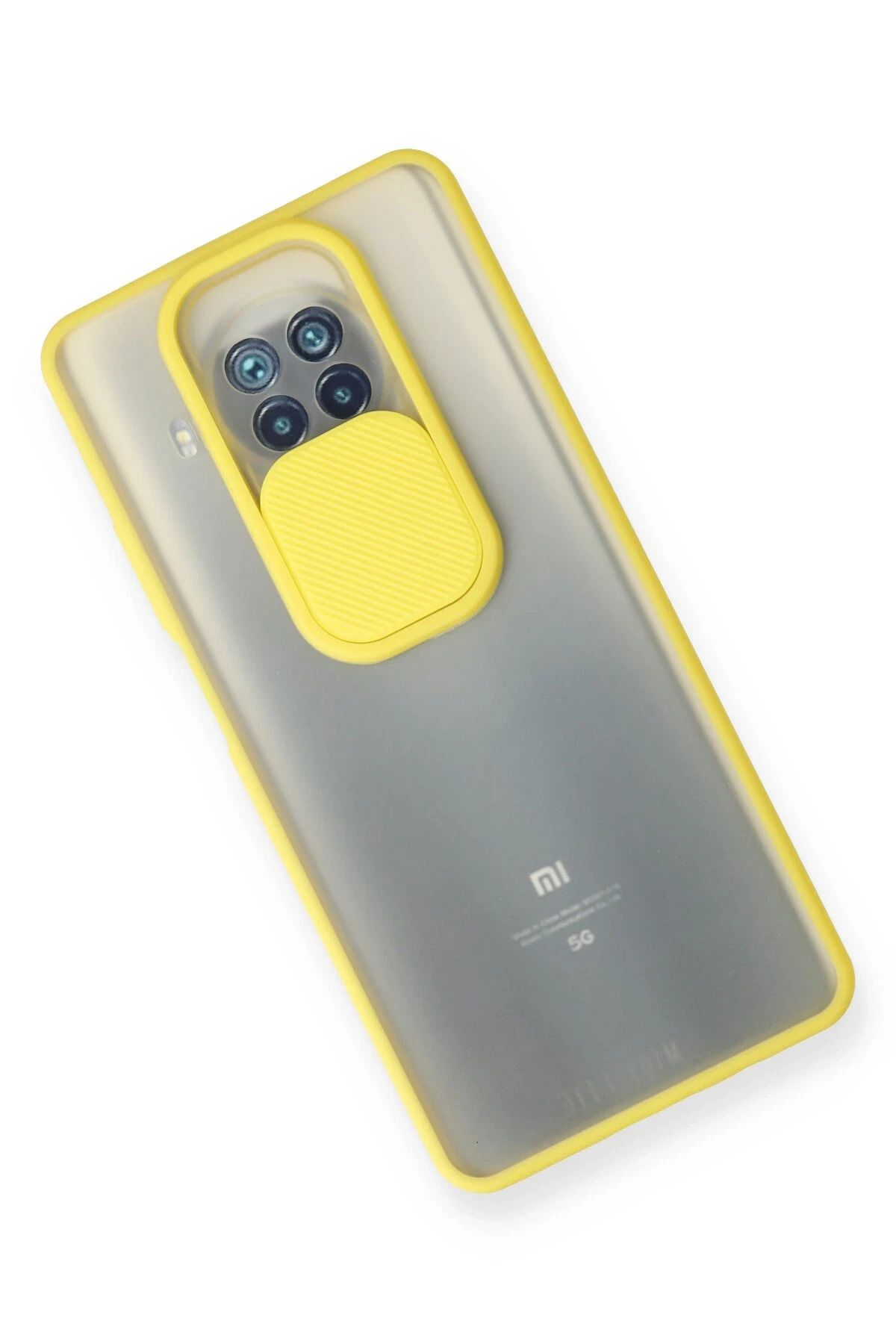 NewFace Xiaomi Mi 10T Lite Kılıf Palm Buzlu Kamera Sürgülü Silikon - Sarı NRMSA