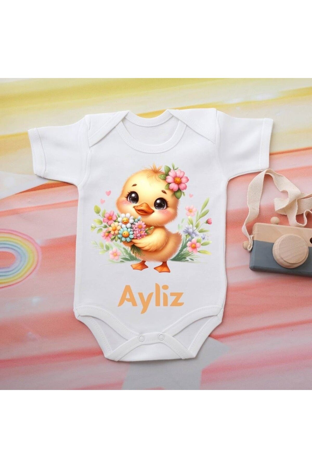 soft wing %100 Pamuklu Organik Baskılı Premium Çıtçıtlı Bebek Body Zıbın 00086