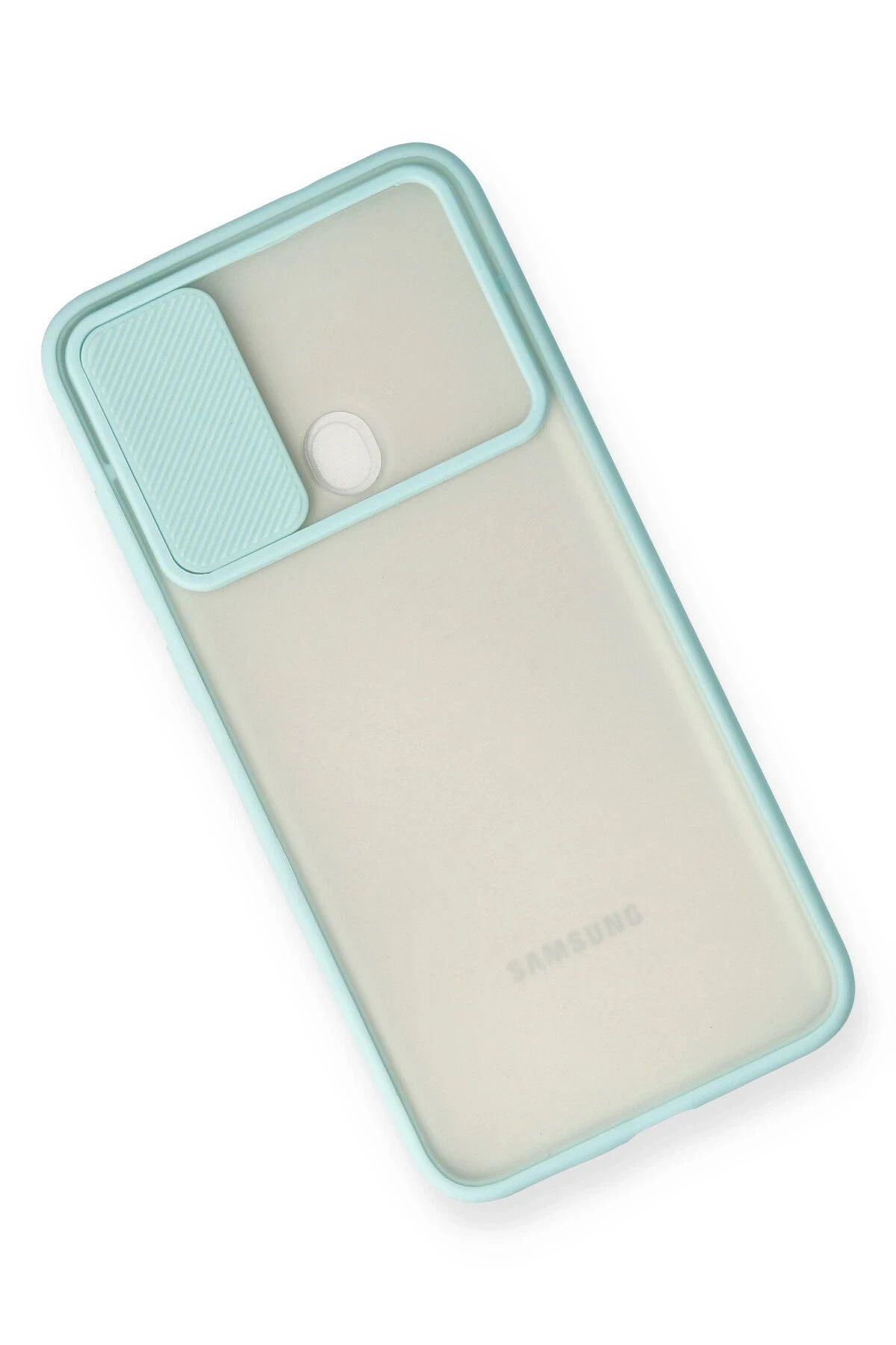 NewFace Samsung Galaxy A11 Kılıf Palm Buzlu Kamera Sürgülü Silikon - Turkuaz SVLRS