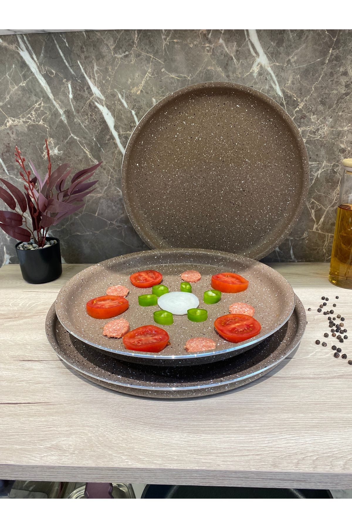 Elvira 3’Lü Granit Pizza Tepsi
