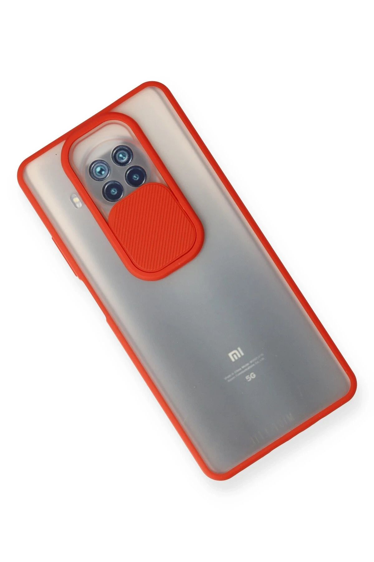 NewFace Xiaomi Mi 10T Lite Kılıf Palm Buzlu Kamera Sürgülü Silikon - Kırmızı NRMSA