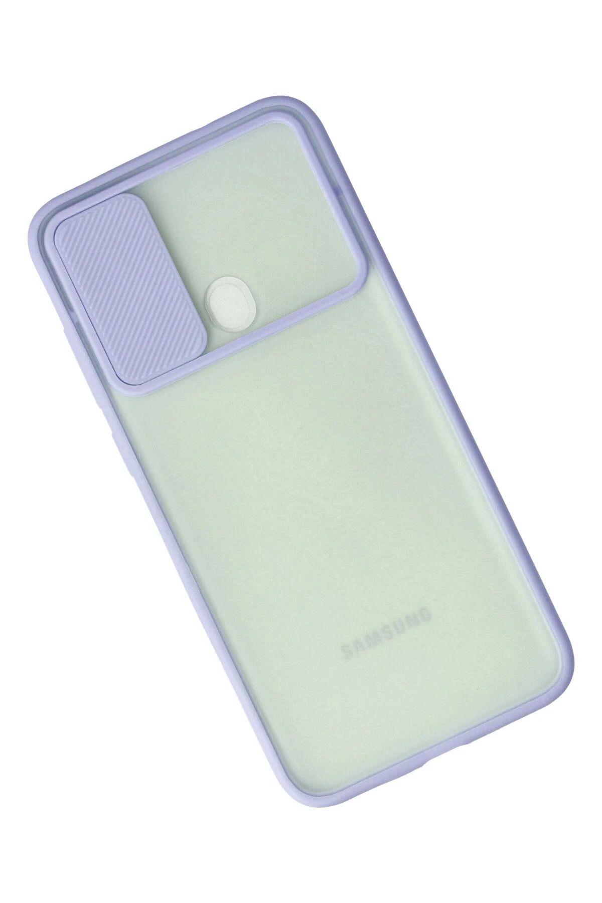 NewFace Samsung Galaxy A11 Kılıf Palm Buzlu Kamera Sürgülü Silikon - Lila NRMSA