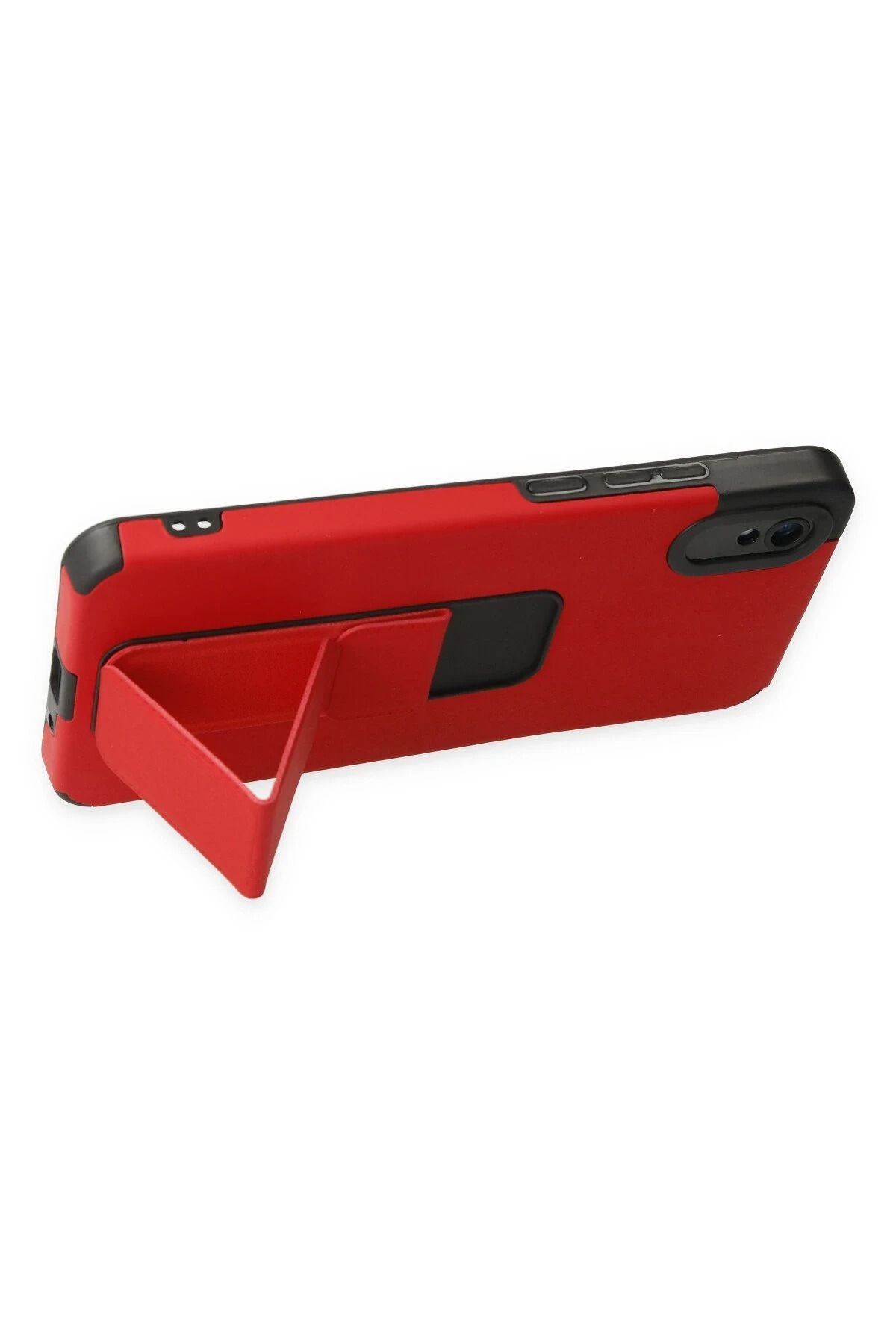NewFace Xiaomi Redmi 9A Kılıf Mega Standlı Silikon - Kırmızı SVLRS