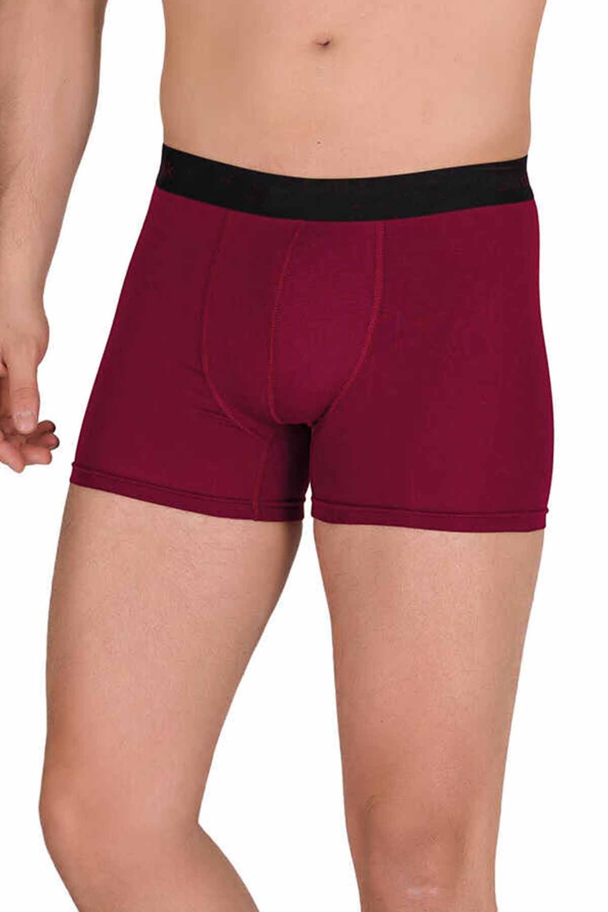 MBB ETİCARET Pamuk Modal Likralı Esnek Erkek Boxer Bordo 4476B
