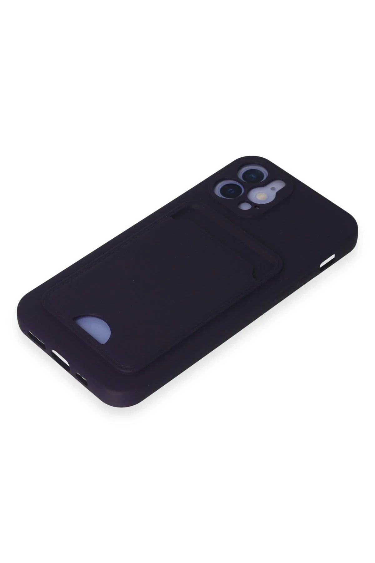 NewFace iPhone 12 Kılıf Kelvin Kartvizitli Silikon - Derin Mor SVLRS