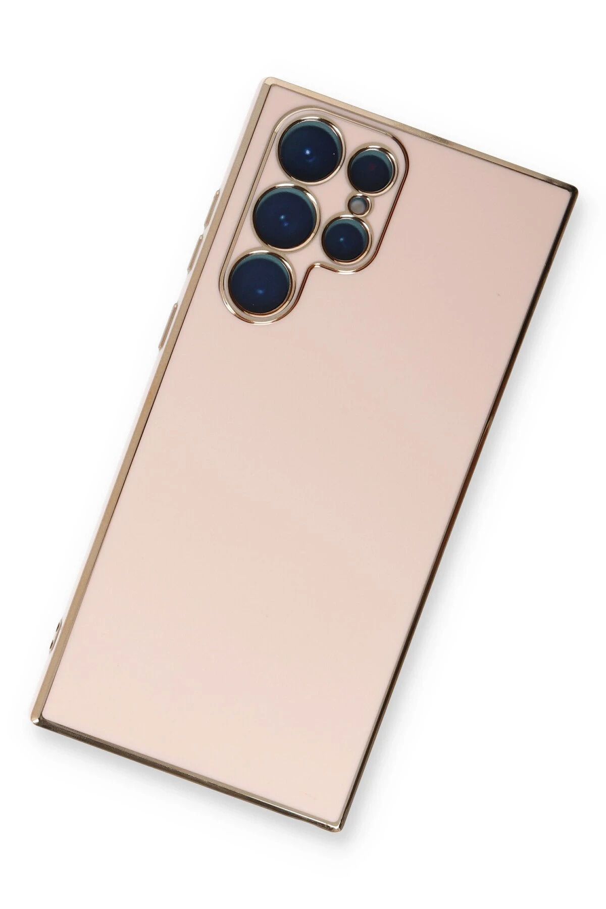 NewFace Samsung Galaxy S22 Ultra Kılıf Volet Silikon - Pembe SVLRS